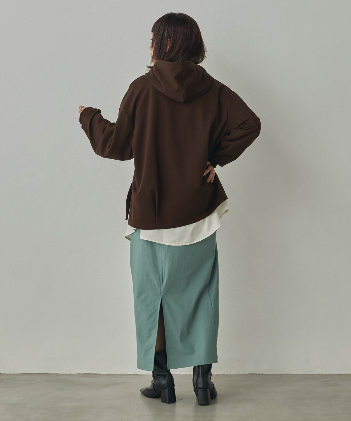 BRUSHED-LINING, SIDE-SLIT, FLOWY HOODIE