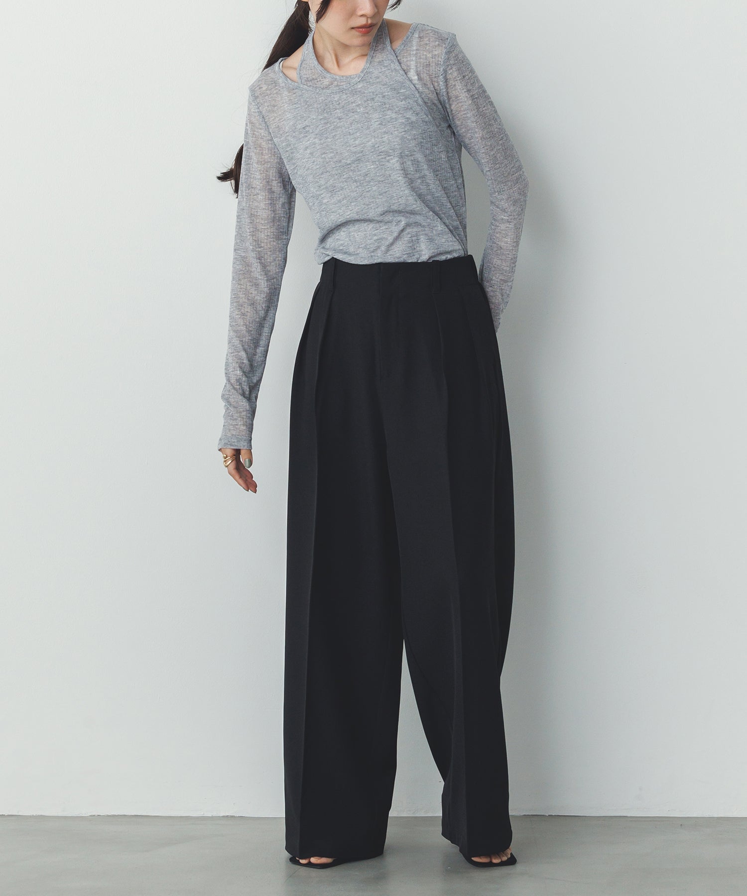 [LIMITED] RANDOM RIB LAYERED SHEER TOPS