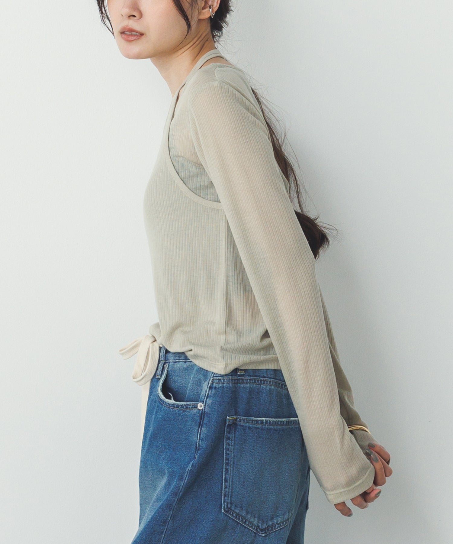 [LIMITED] RANDOM RIB LAYERED SHEER TOPS