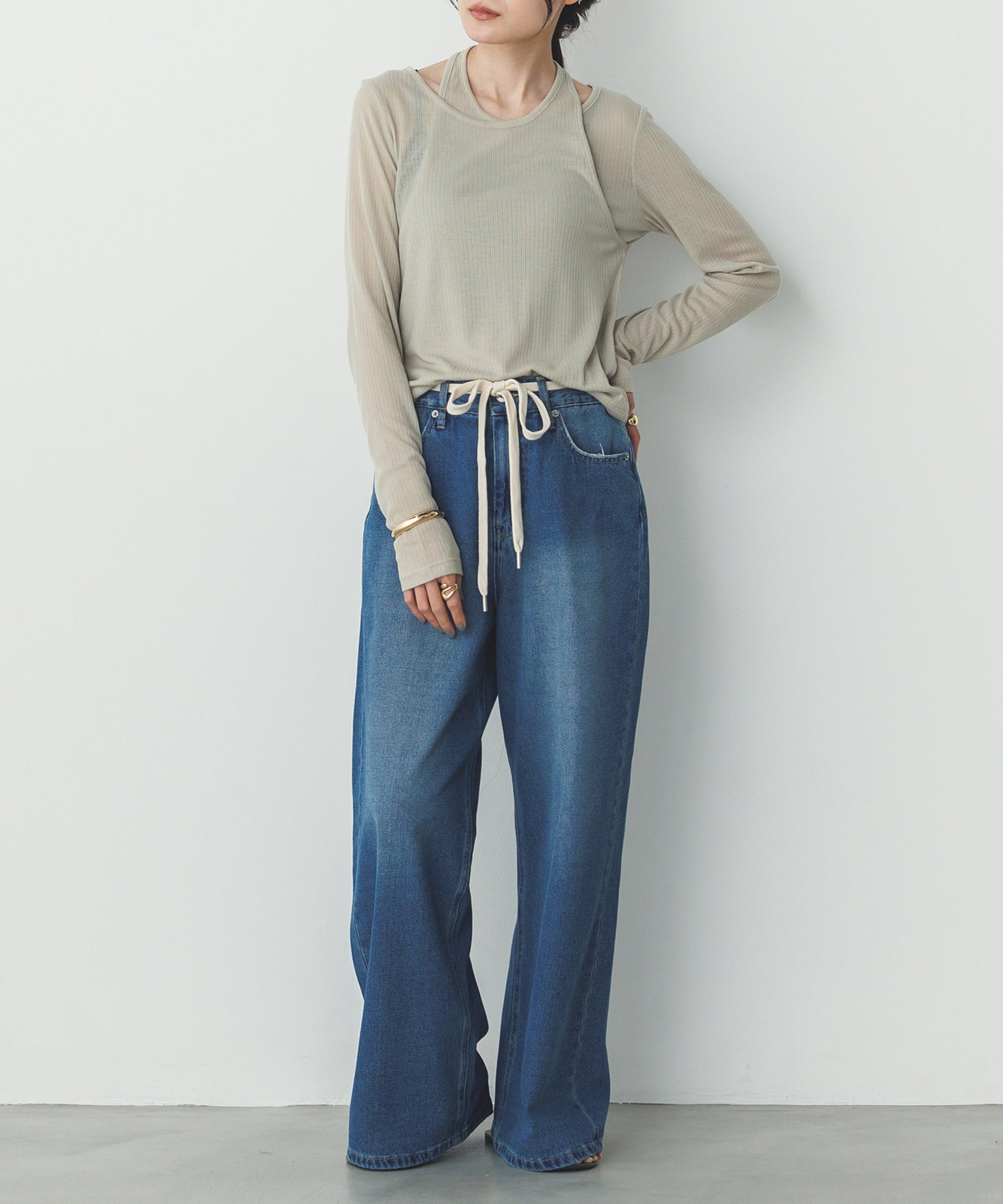 [LIMITED] RANDOM RIB LAYERED SHEER TOPS