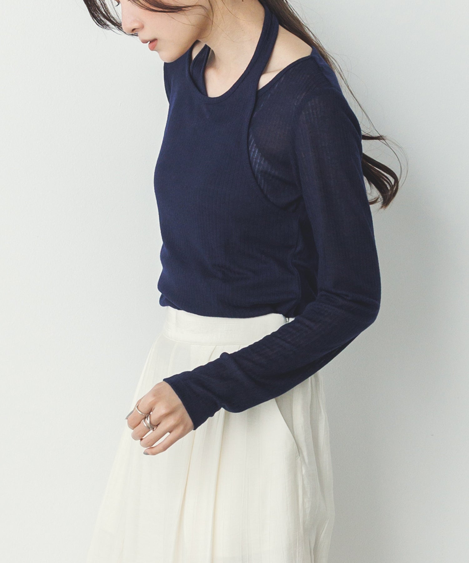 [LIMITED] RANDOM RIB LAYERED SHEER TOPS