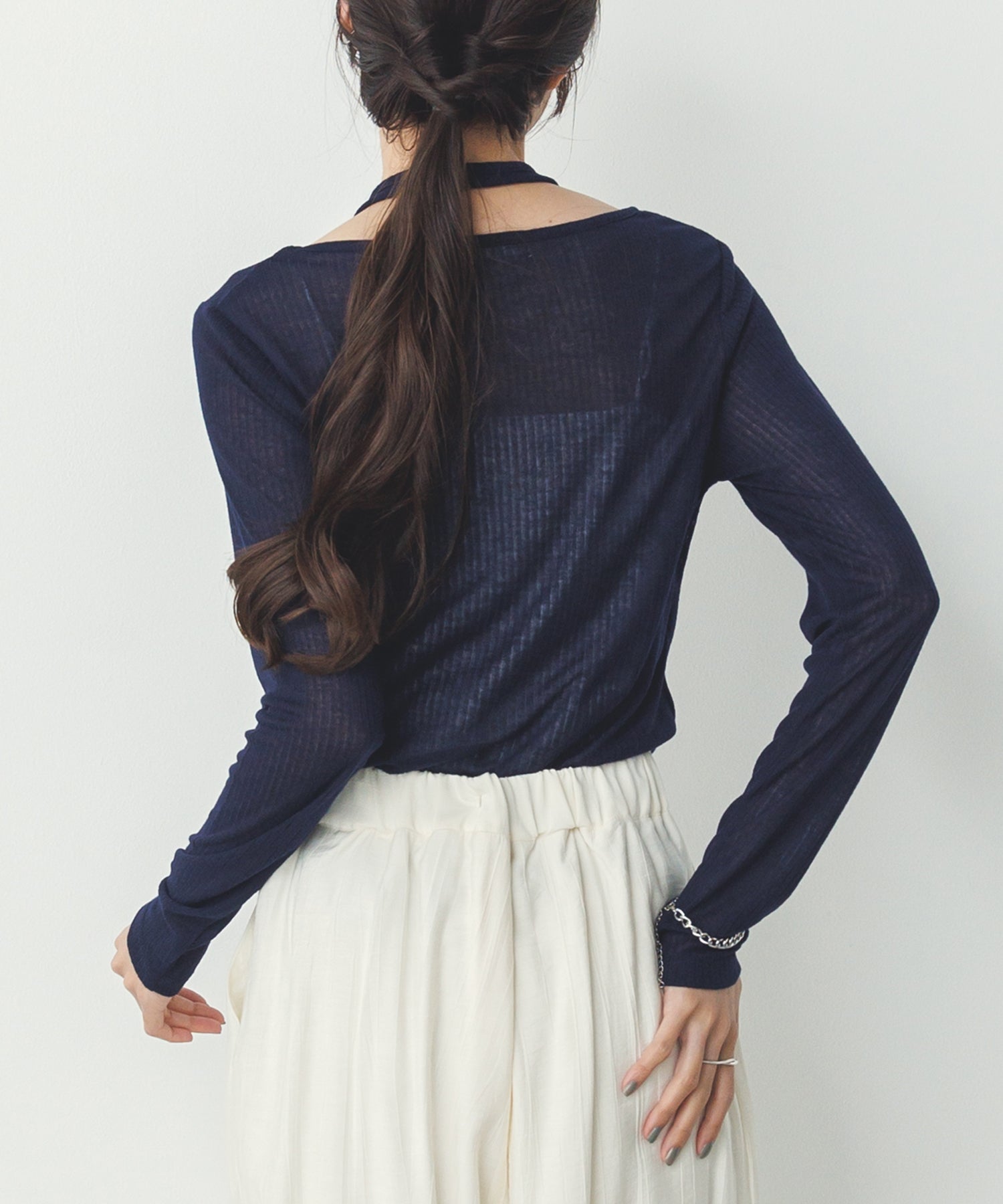 LIMITED] RANDOM RIB LAYERED SHEER TOPS