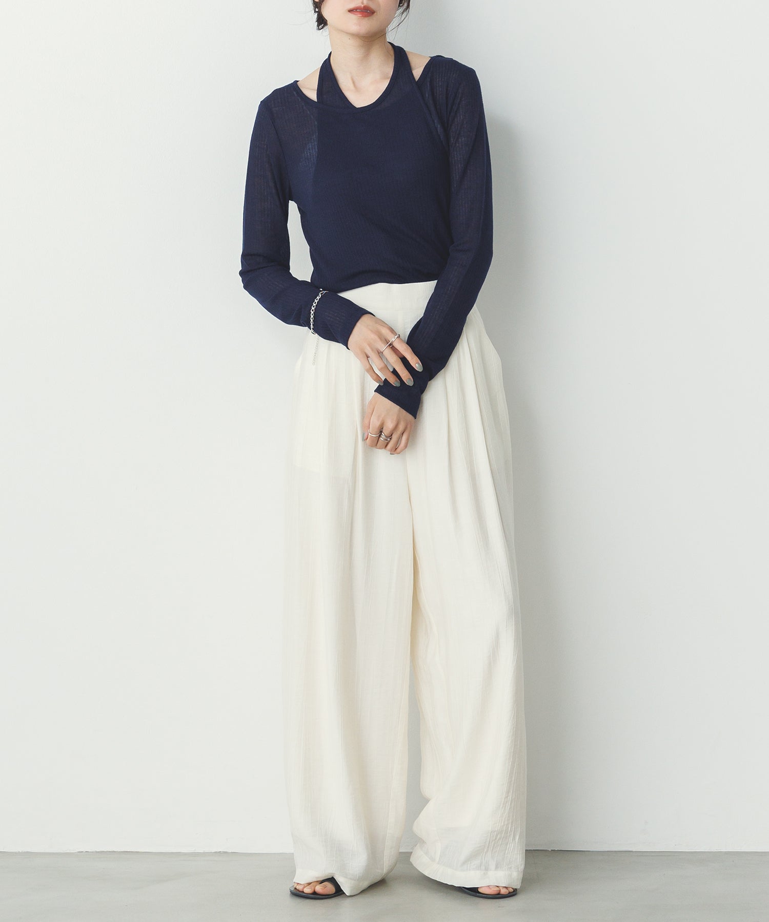 [LIMITED] RANDOM RIB LAYERED SHEER TOPS