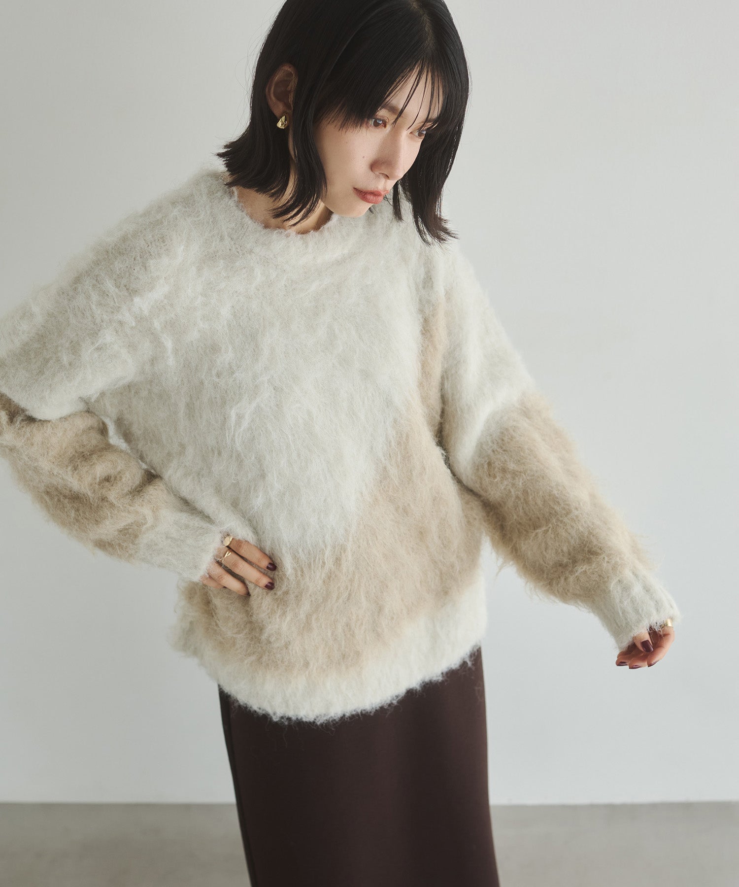 【WEB限定/別注】【新色追加】ニュアンス柄ブロッキングニット