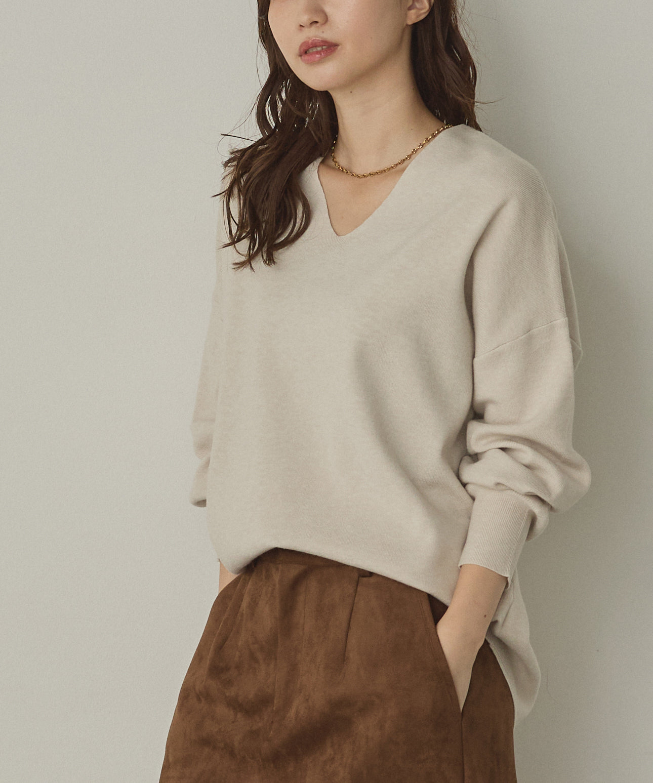 静電気防止】やわもちヤーン ドロップショルダーニット