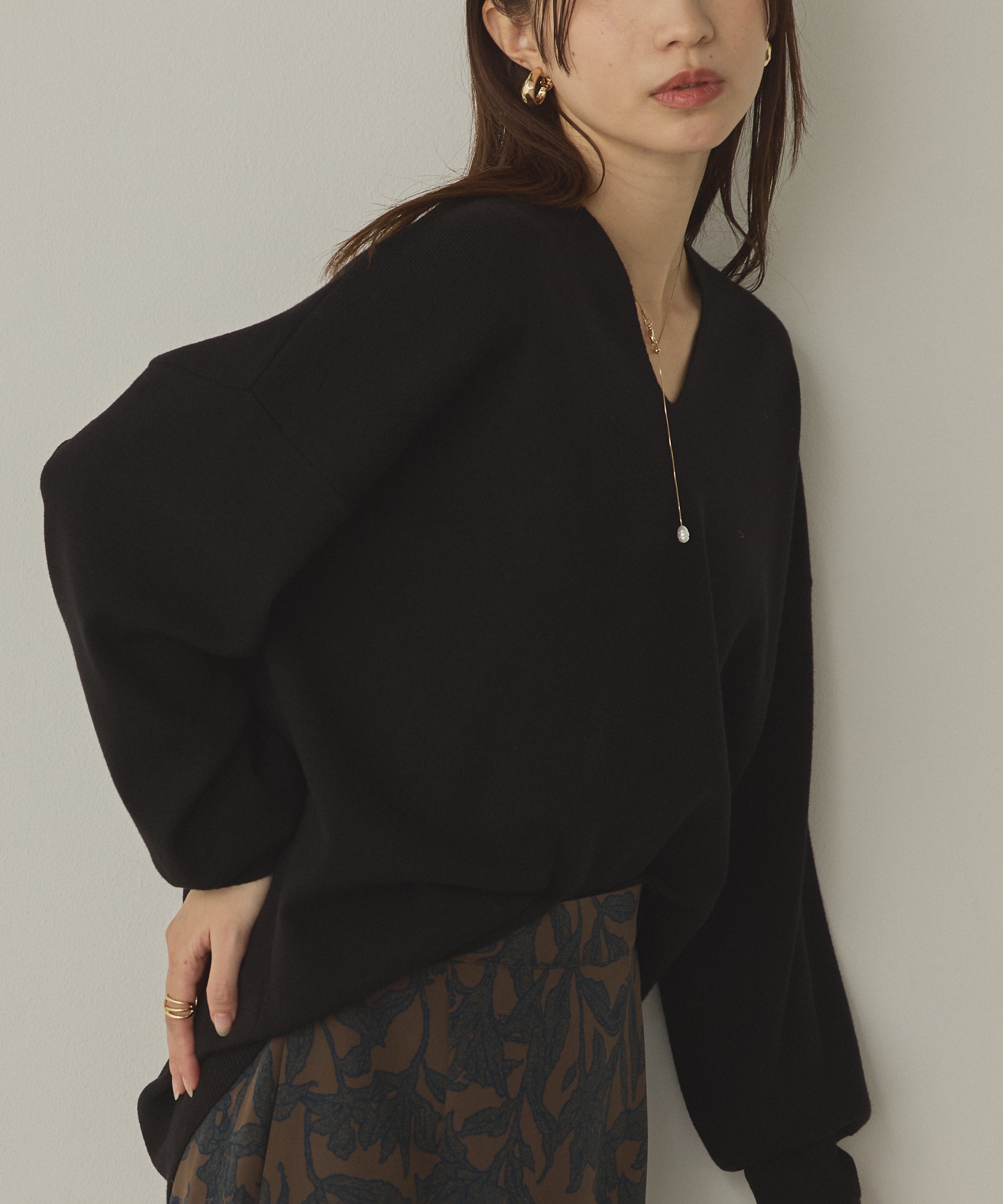 静電気防止】やわもちヤーン ドロップショルダーニット