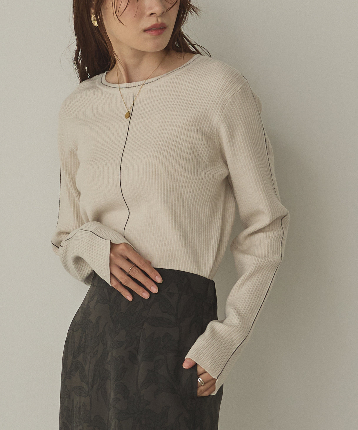 【静電気防止】やわもちヤーン ランダムリブニット