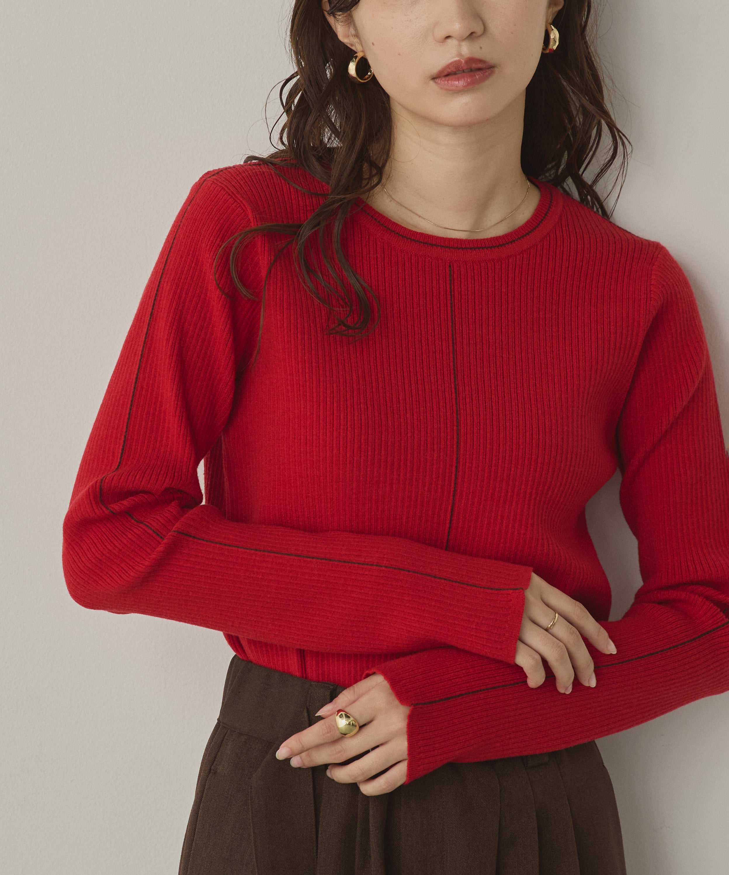 【静電気防止】やわもちヤーン ランダムリブニット