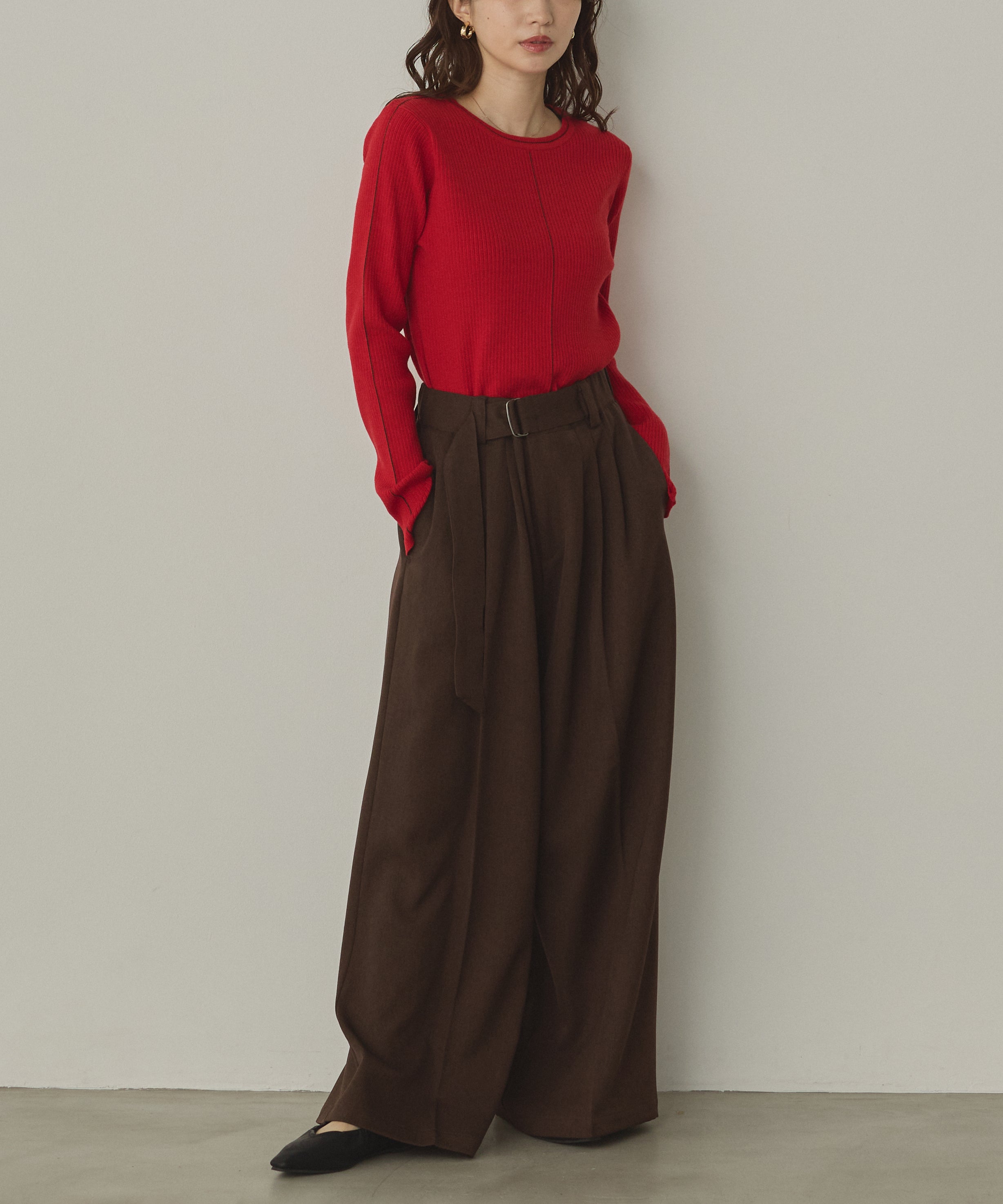 【静電気防止】やわもちヤーン ランダムリブニット