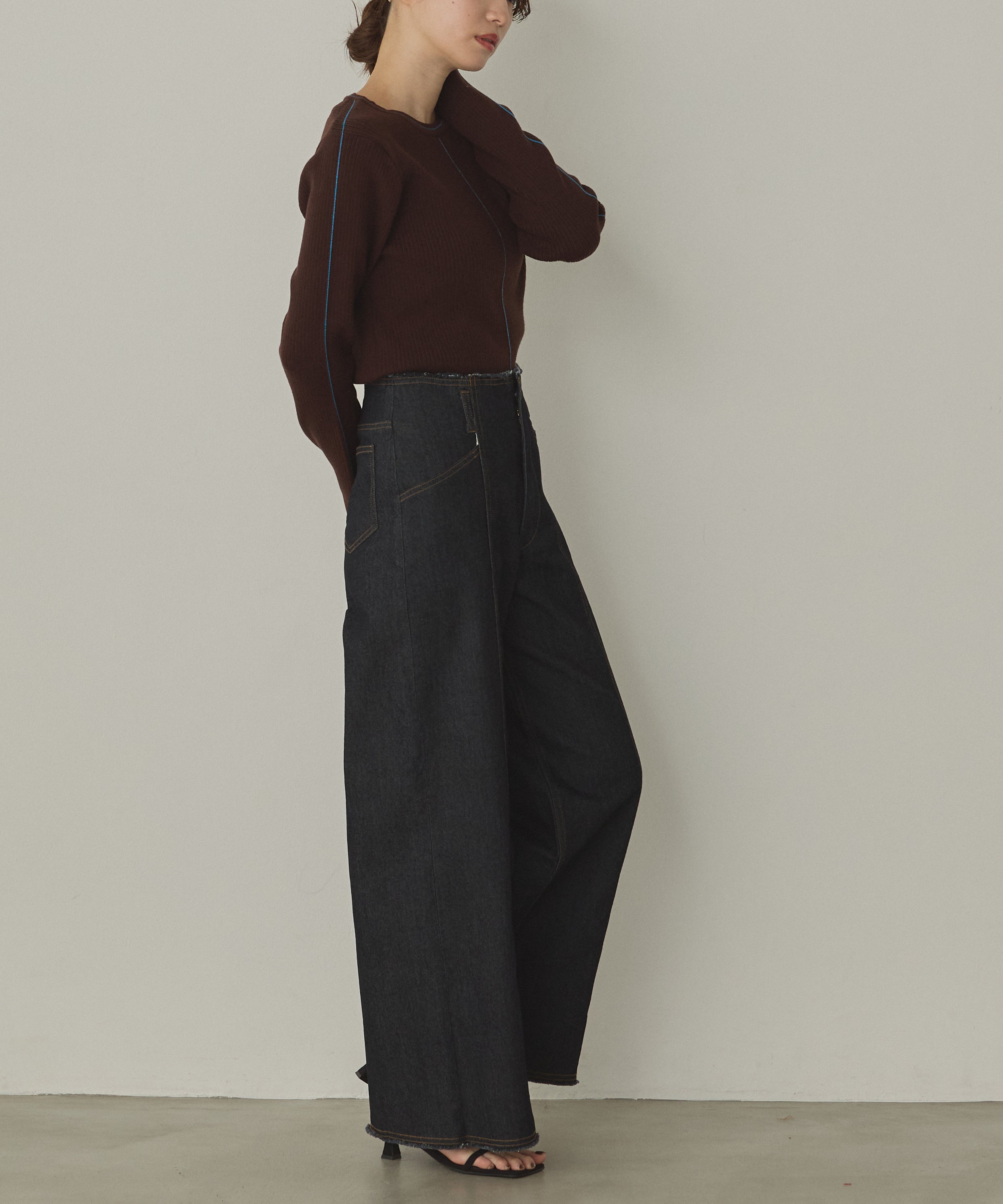 【静電気防止】やわもちヤーン ランダムリブニット