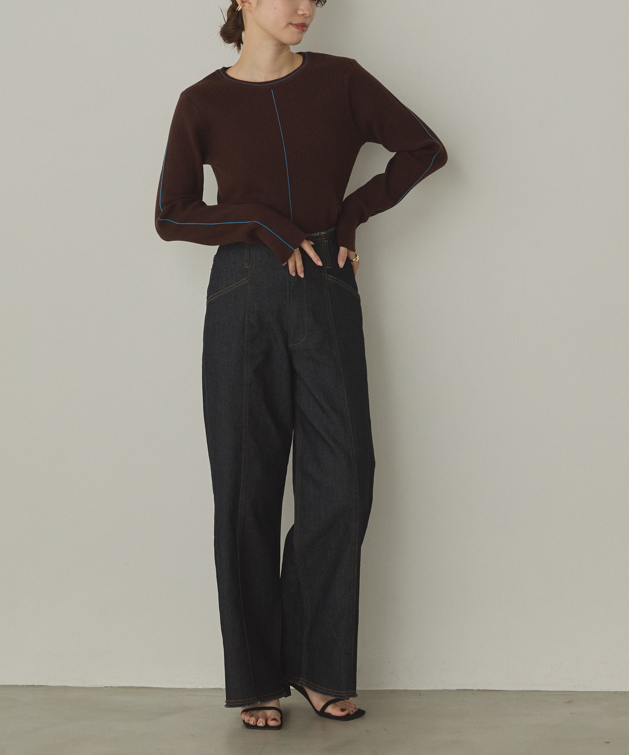 【静電気防止】やわもちヤーン ランダムリブニット