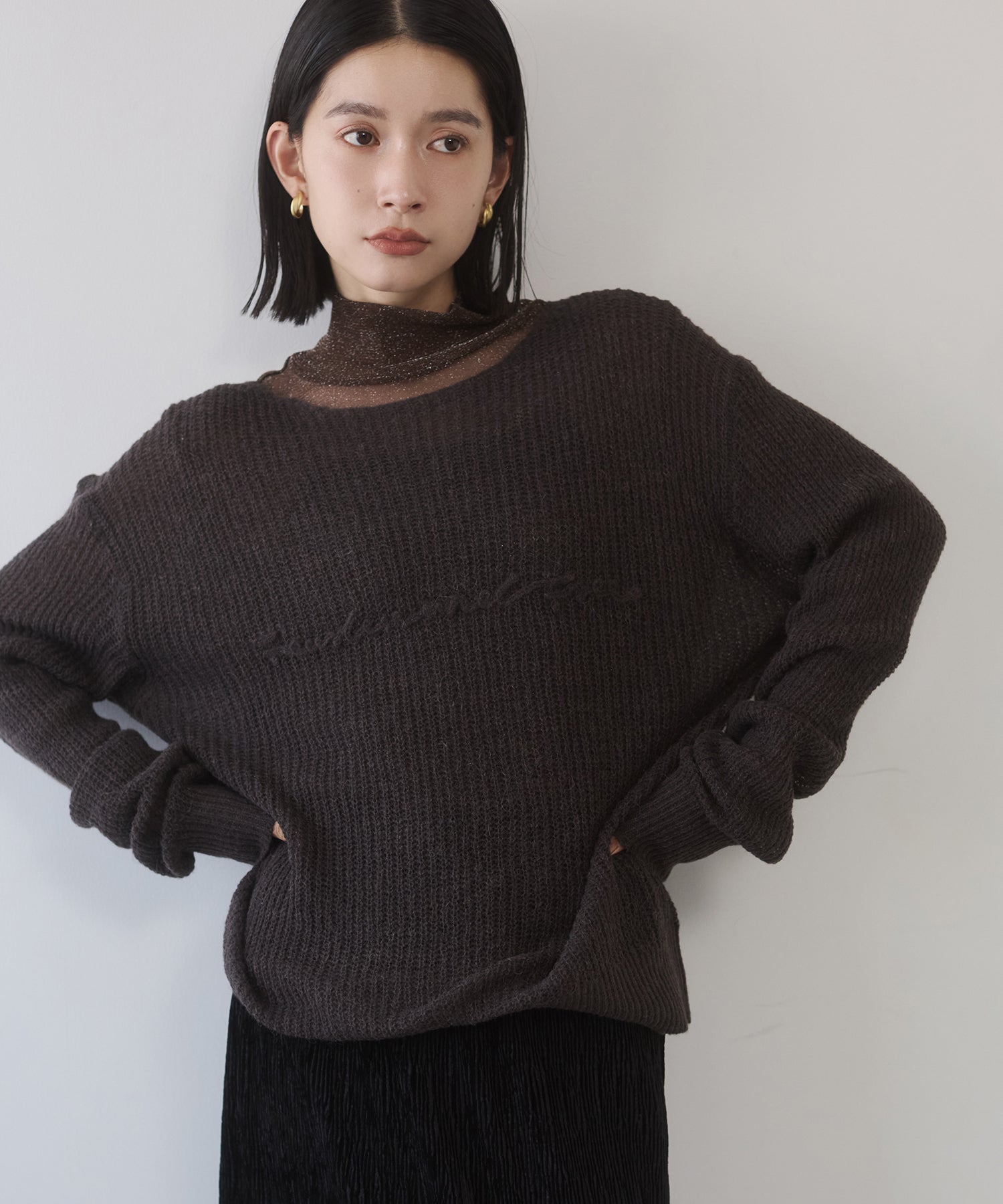 アルパカニット ロゴシアートップス