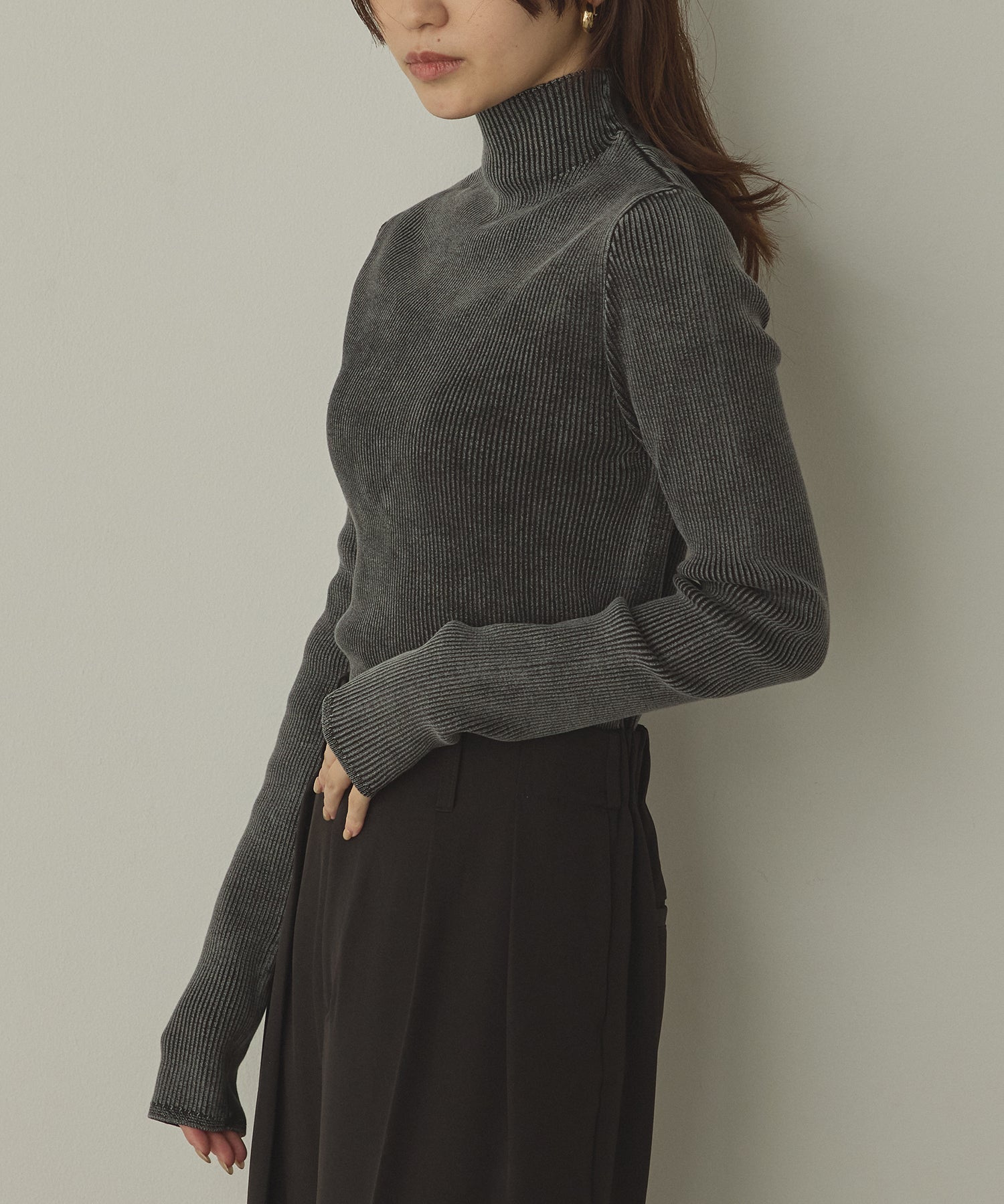 コットン リブ ストーンウォッシュ リブニット