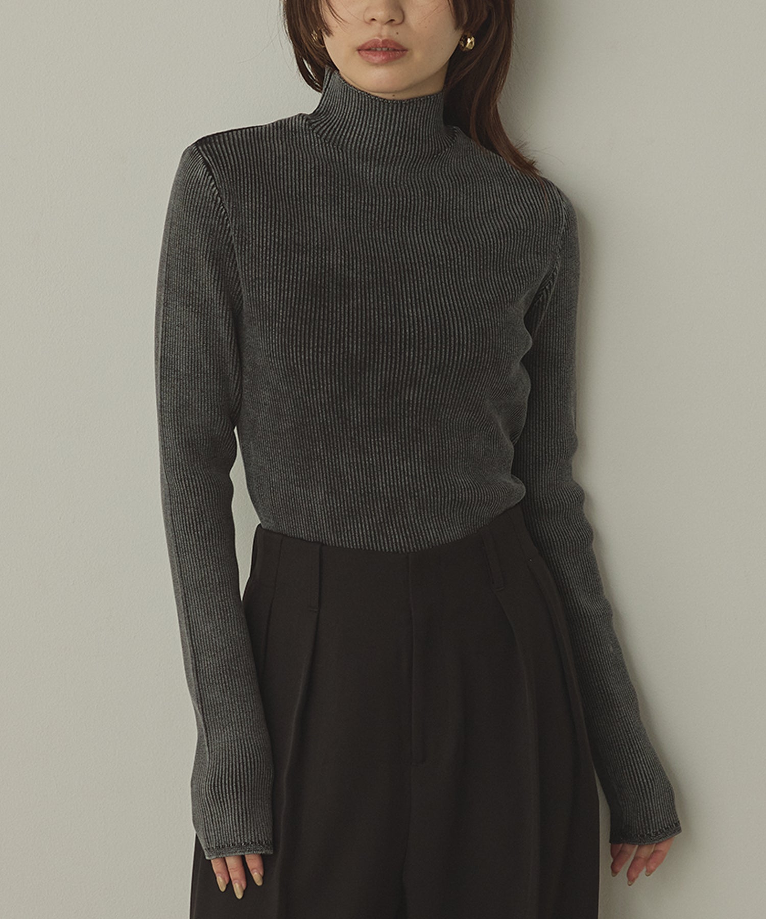 コットン リブ ストーンウォッシュ リブニット