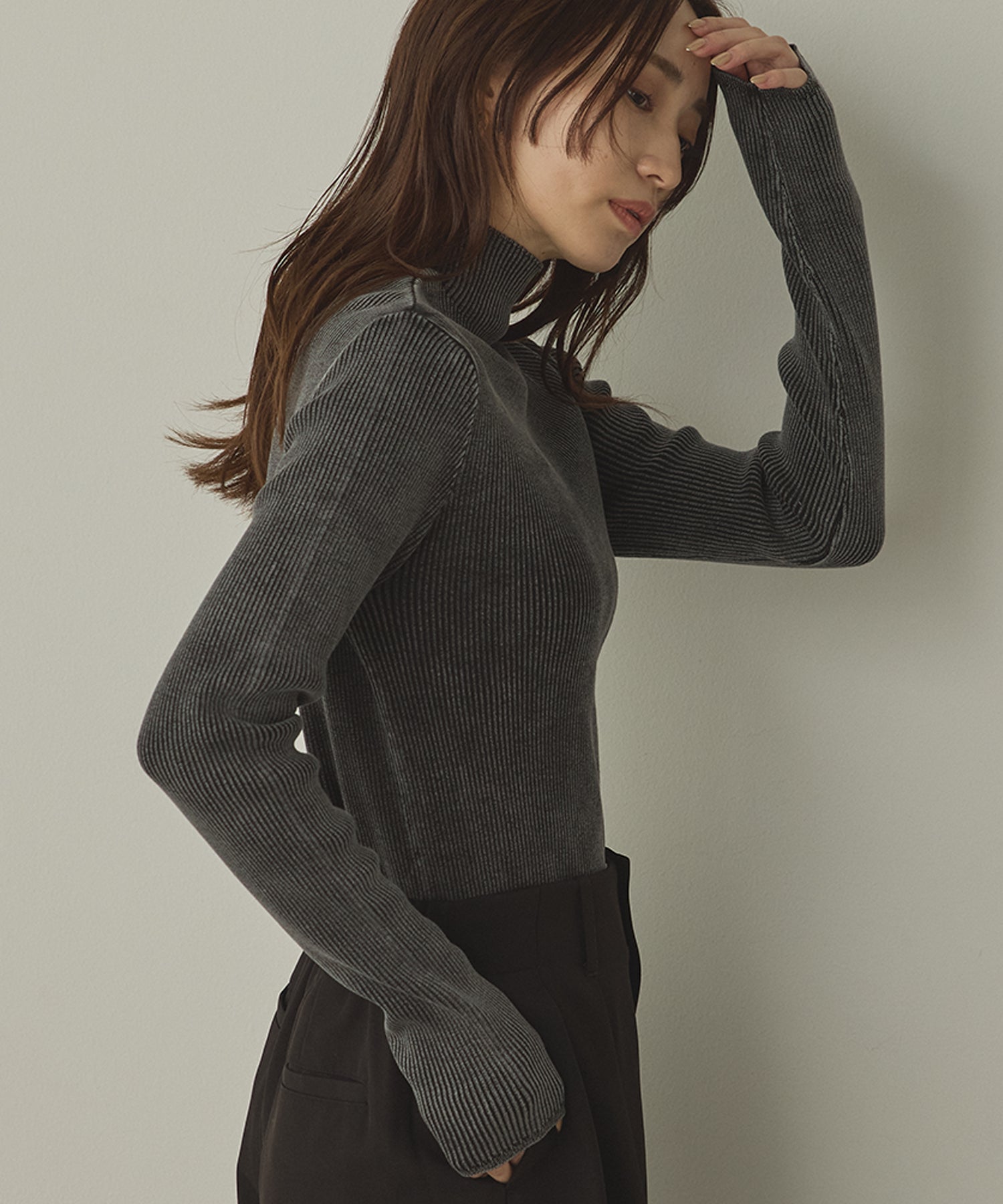 コットン リブ ストーンウォッシュ リブニット