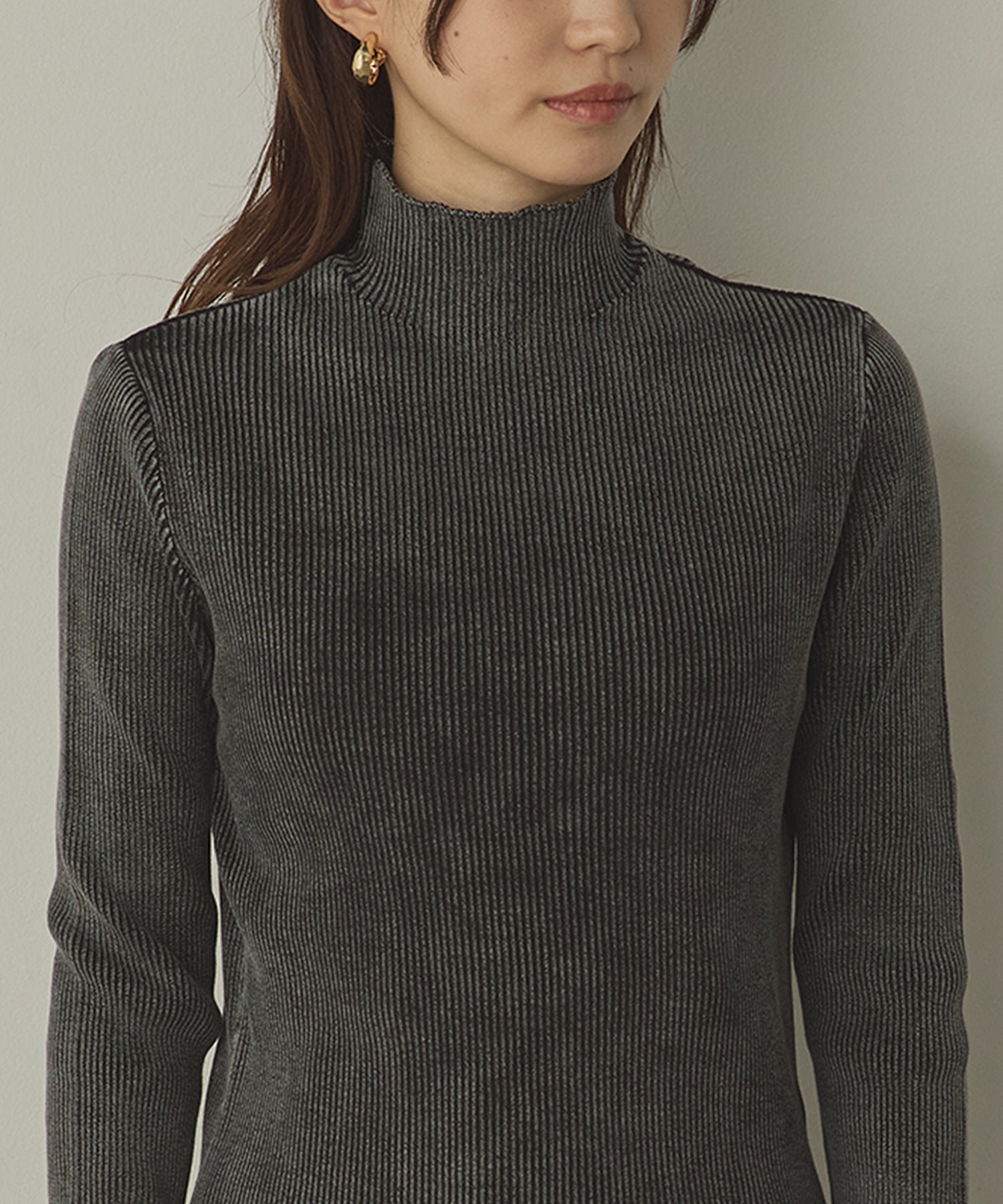 コットン リブ ストーンウォッシュ リブニット