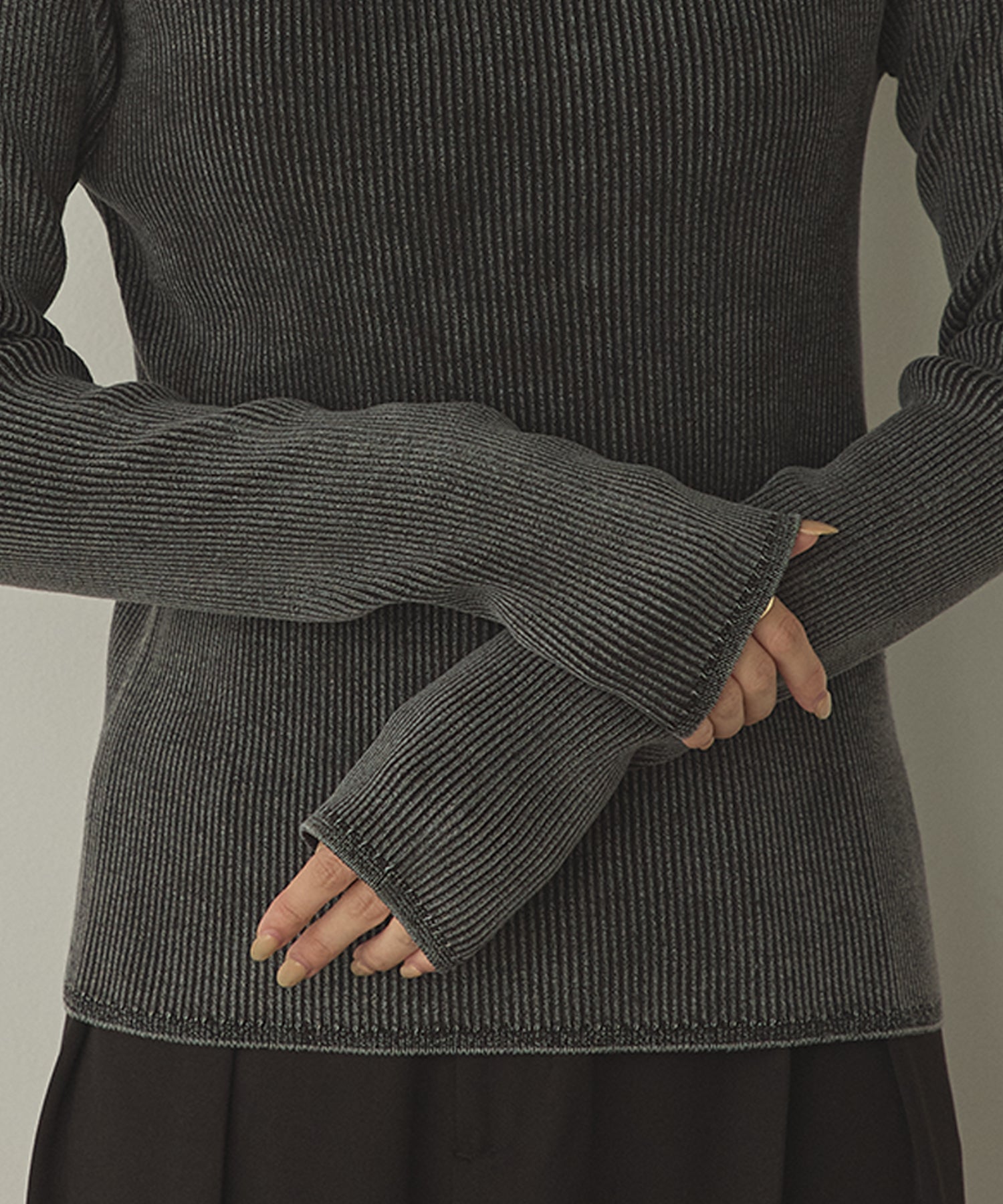 コットン リブ ストーンウォッシュ リブニット