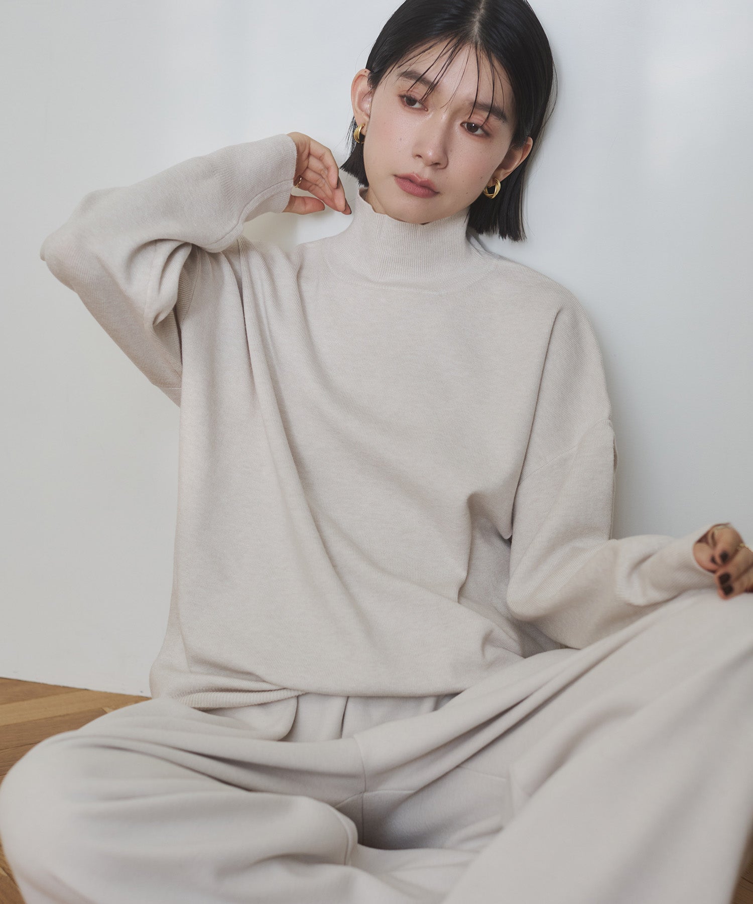 【静電気防止】やわもちヤーン タートルドルマンニット