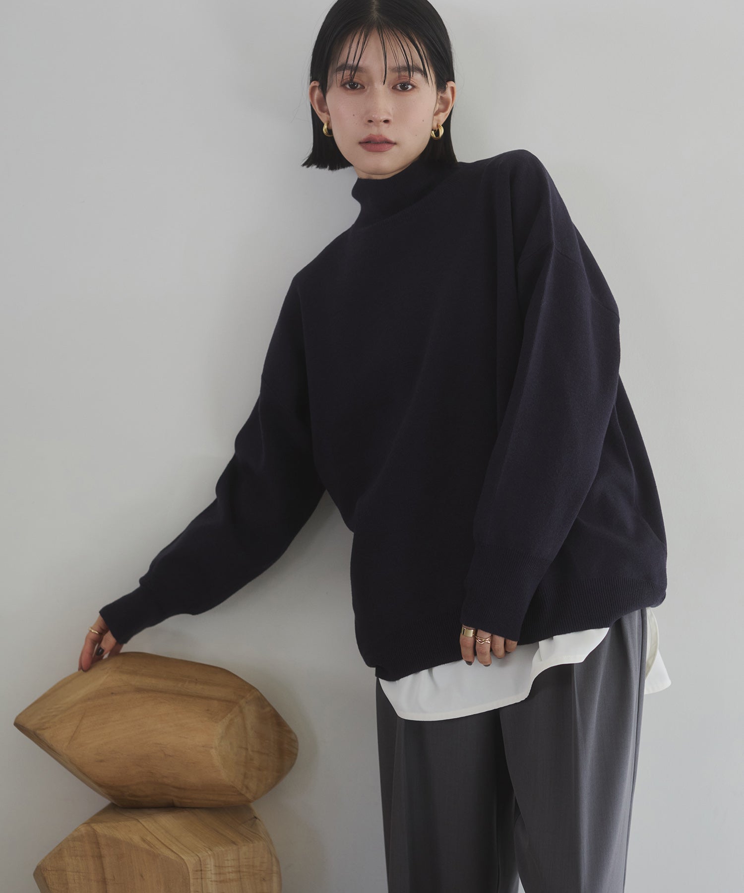 【静電気防止】やわもちヤーン タートルドルマンニット