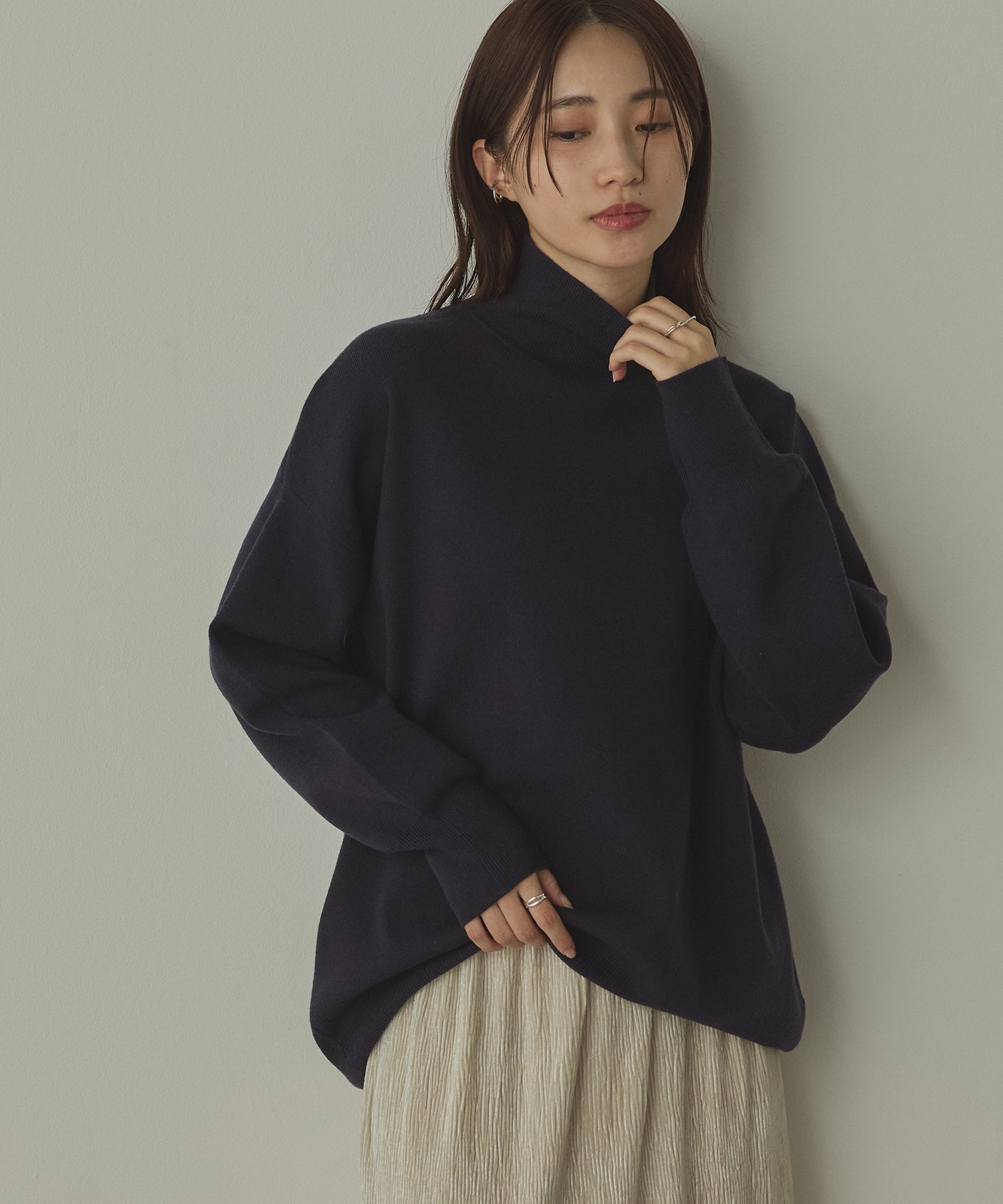 【静電気防止】やわもちヤーン タートルドルマンニット