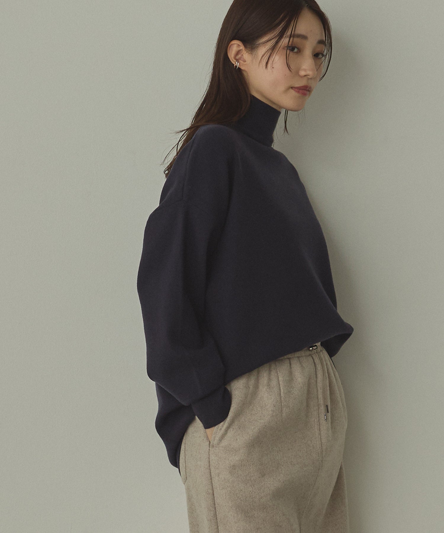 【静電気防止】やわもちヤーン タートルドルマンニット