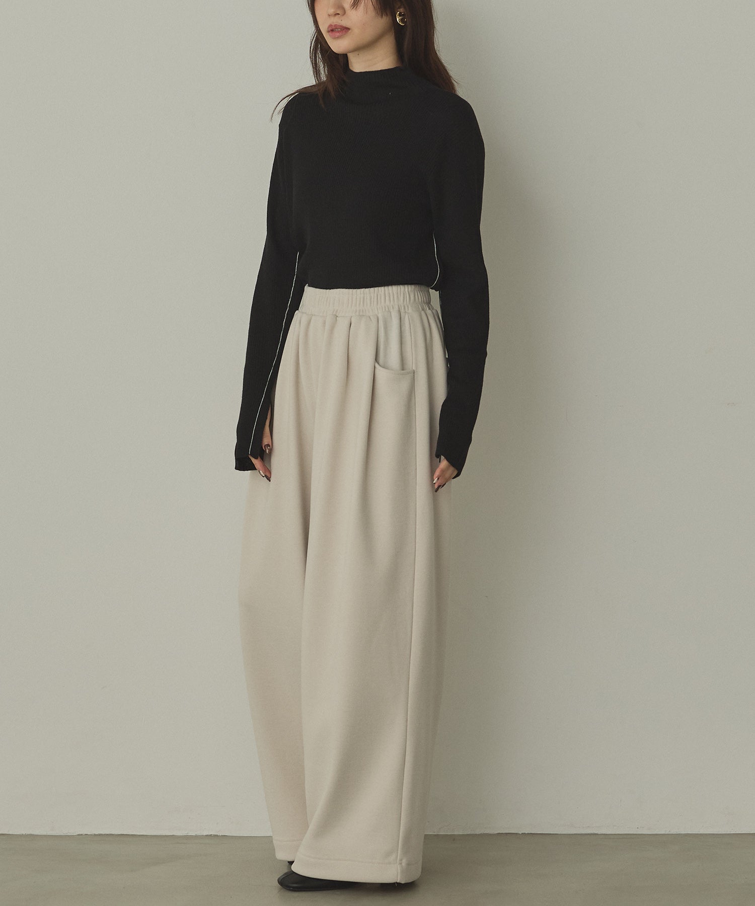 配色 タートルリブニット