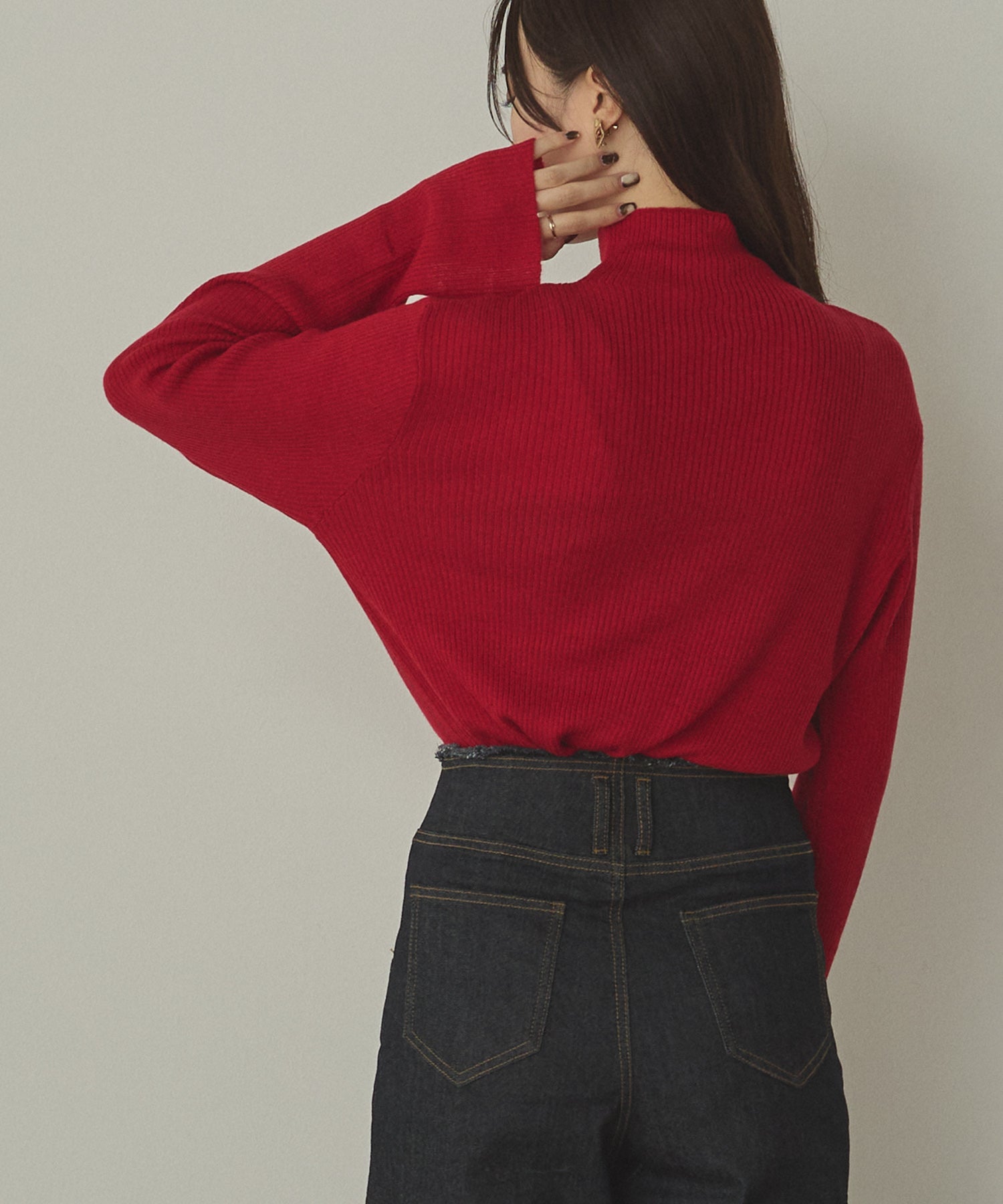 配色 タートルリブニット