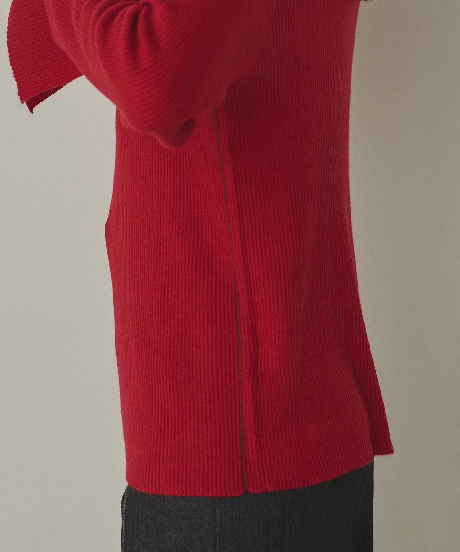 配色 タートルリブニット