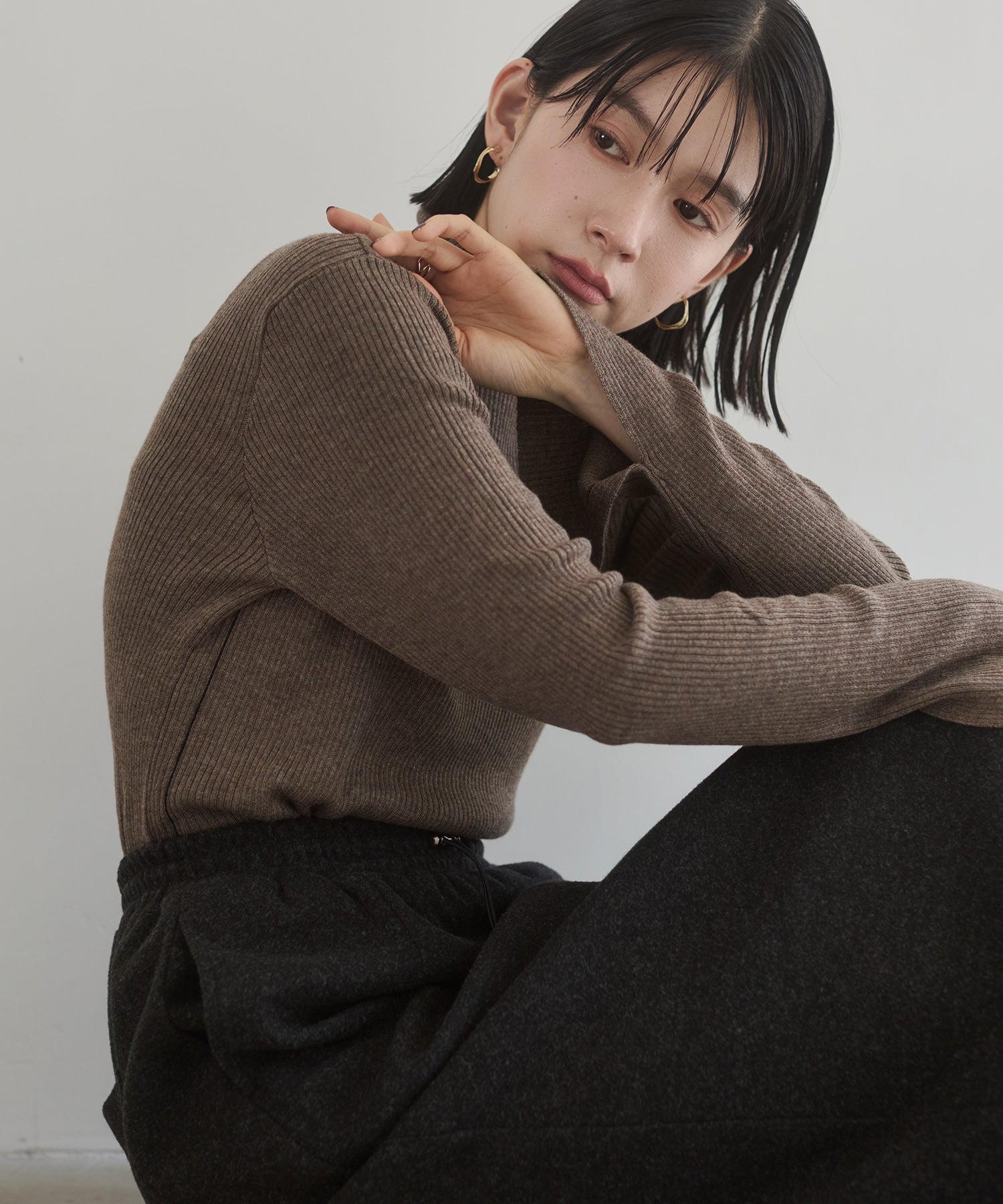 配色 タートルリブニット