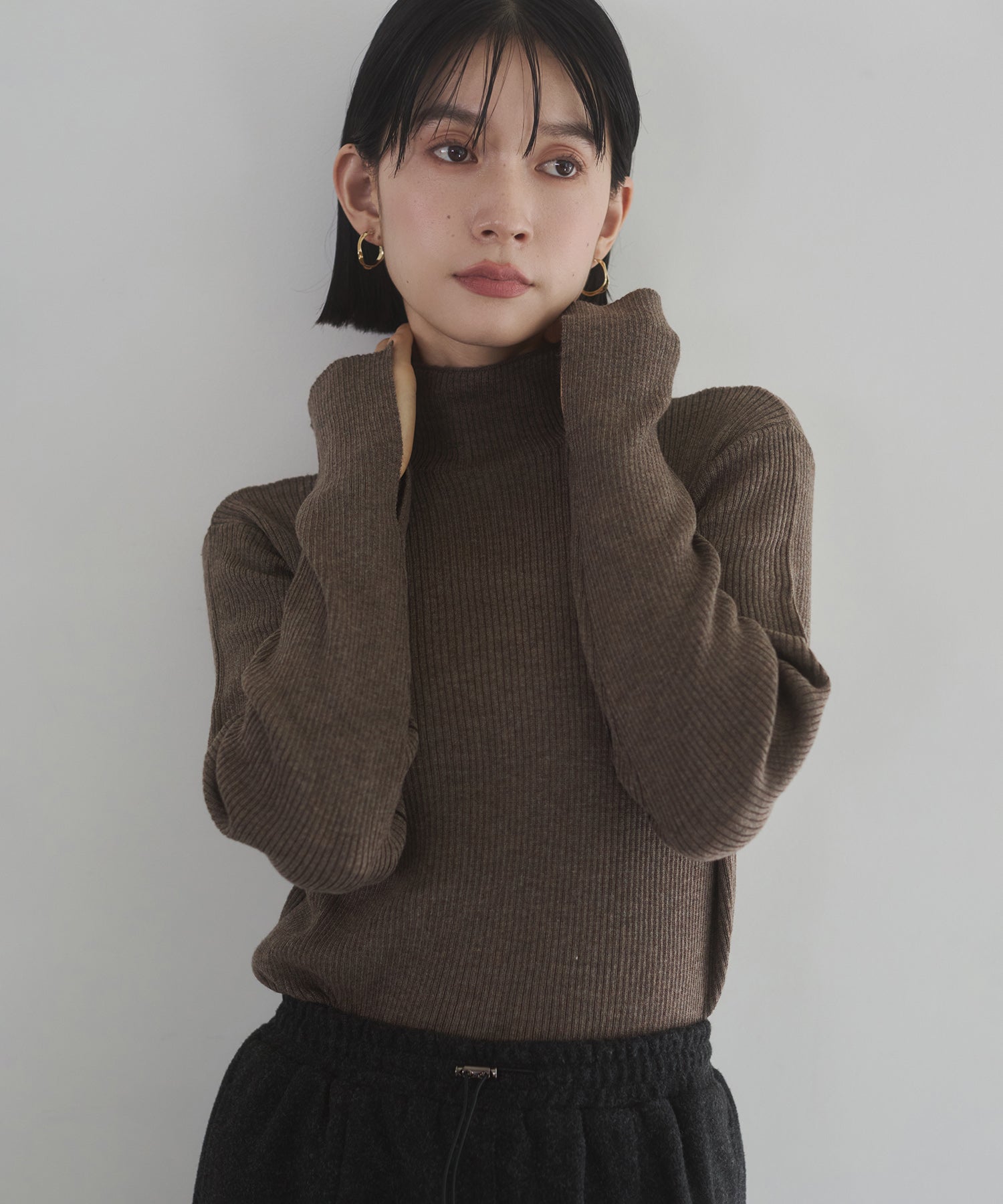 配色 タートルリブニット