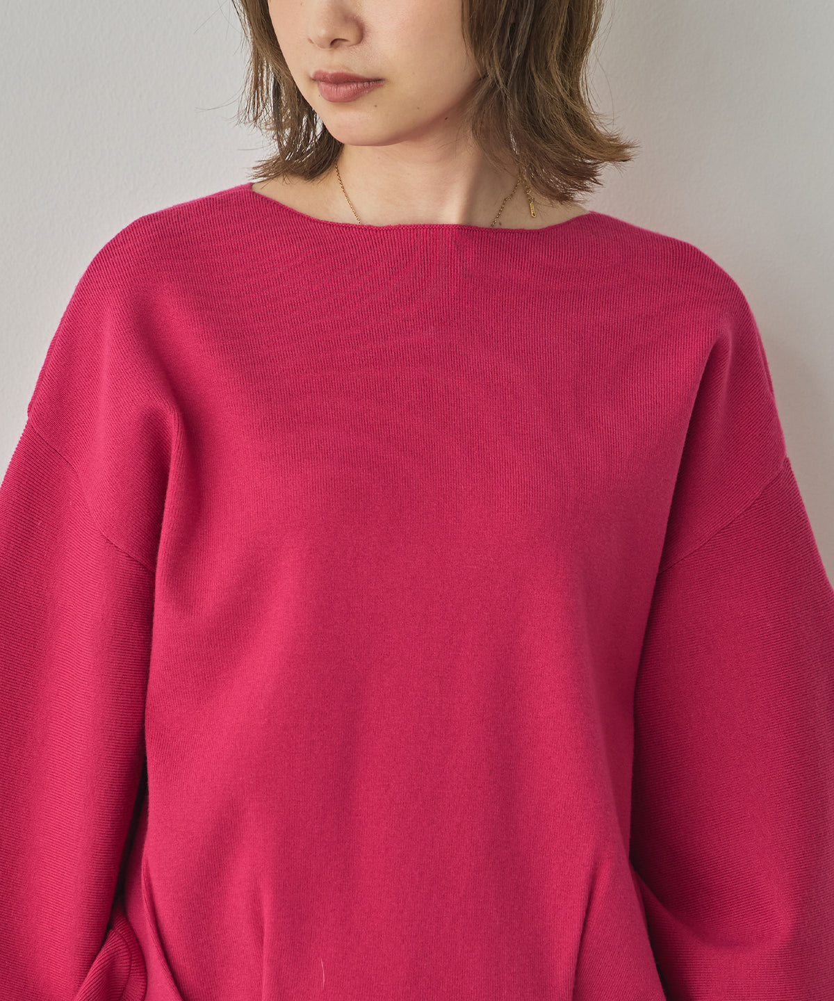 [ANTI-STATIC] YAWAMOCHI YARN PUFFY-SLEEVE COLOR-BLOCK KNIT