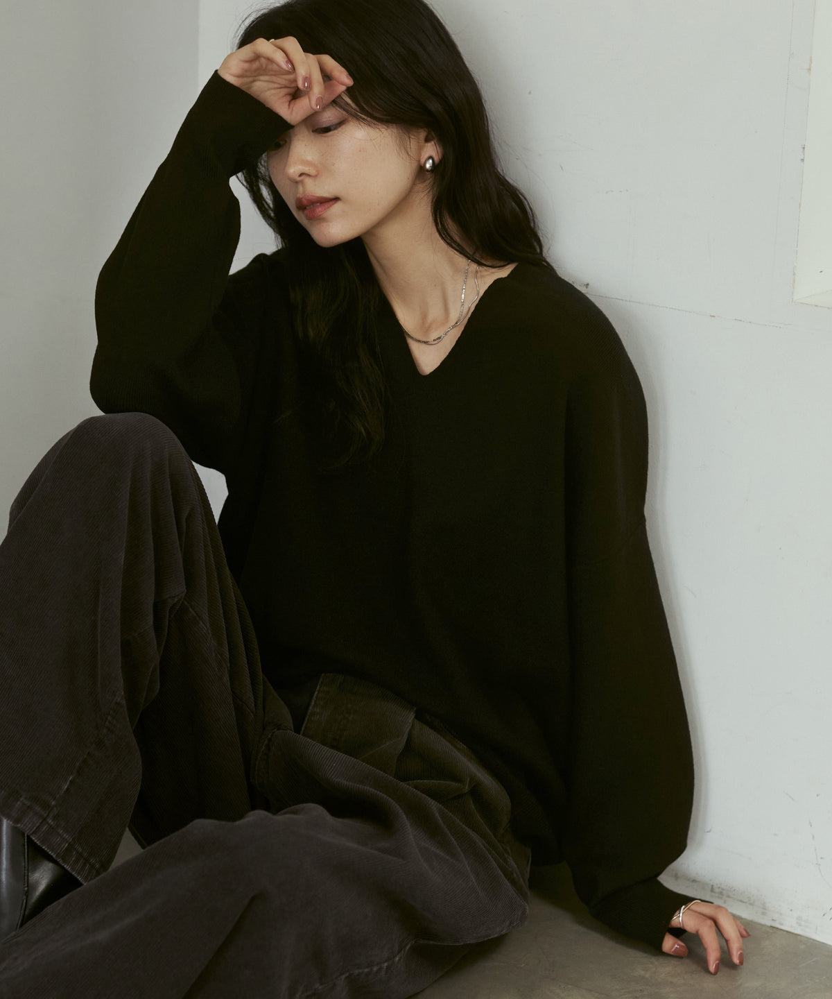 [ANTI-STATIC] YAWAMOCHI YARN DROP-SHOULDER KNIT