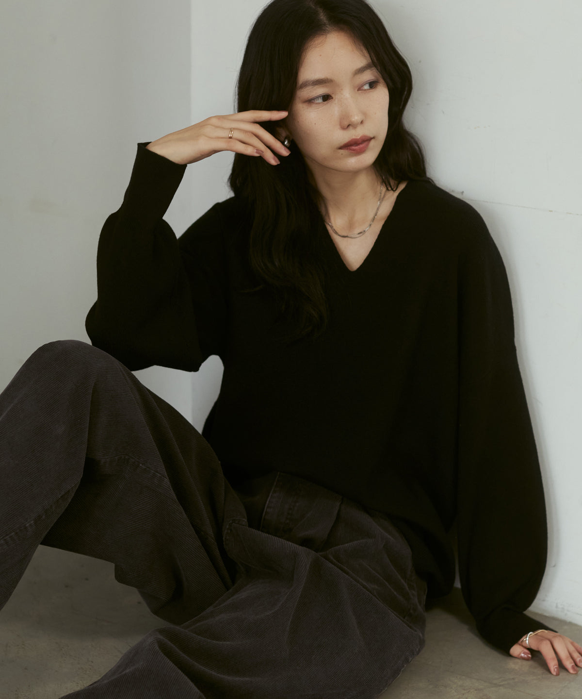 [ANTI-STATIC] YAWAMOCHI YARN DROP-SHOULDER KNIT