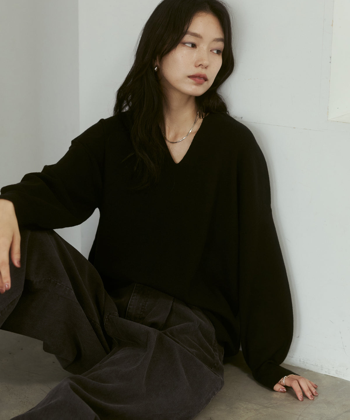 [ANTI-STATIC] YAWAMOCHI YARN DROP-SHOULDER KNIT