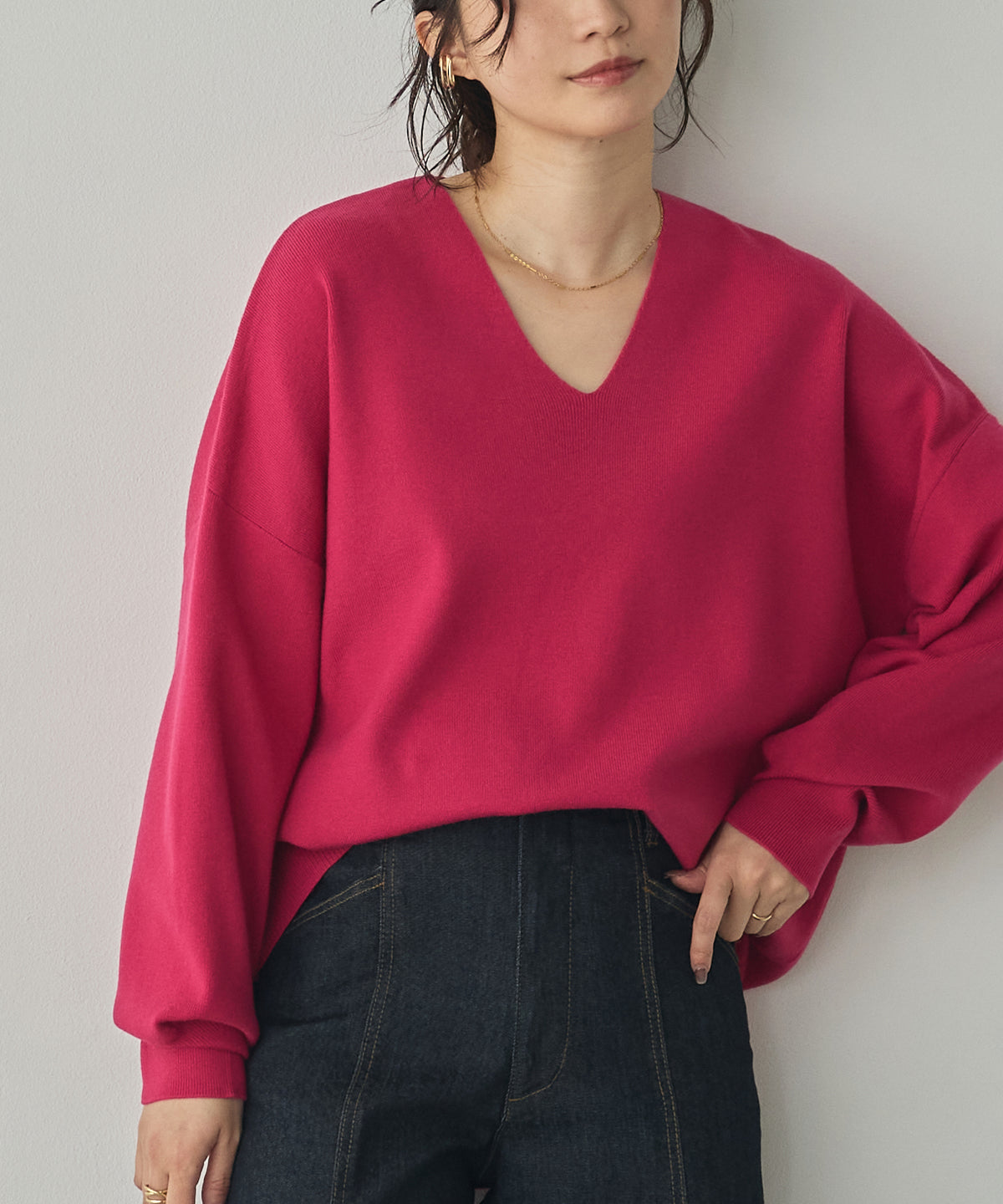 [ANTI-STATIC] YAWAMOCHI YARN DROP-SHOULDER KNIT