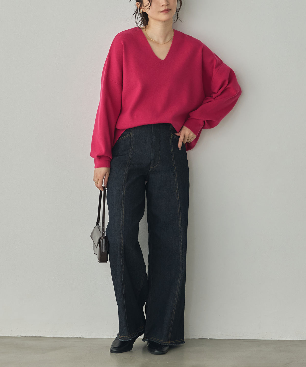 [ANTI-STATIC] YAWAMOCHI YARN DROP-SHOULDER KNIT