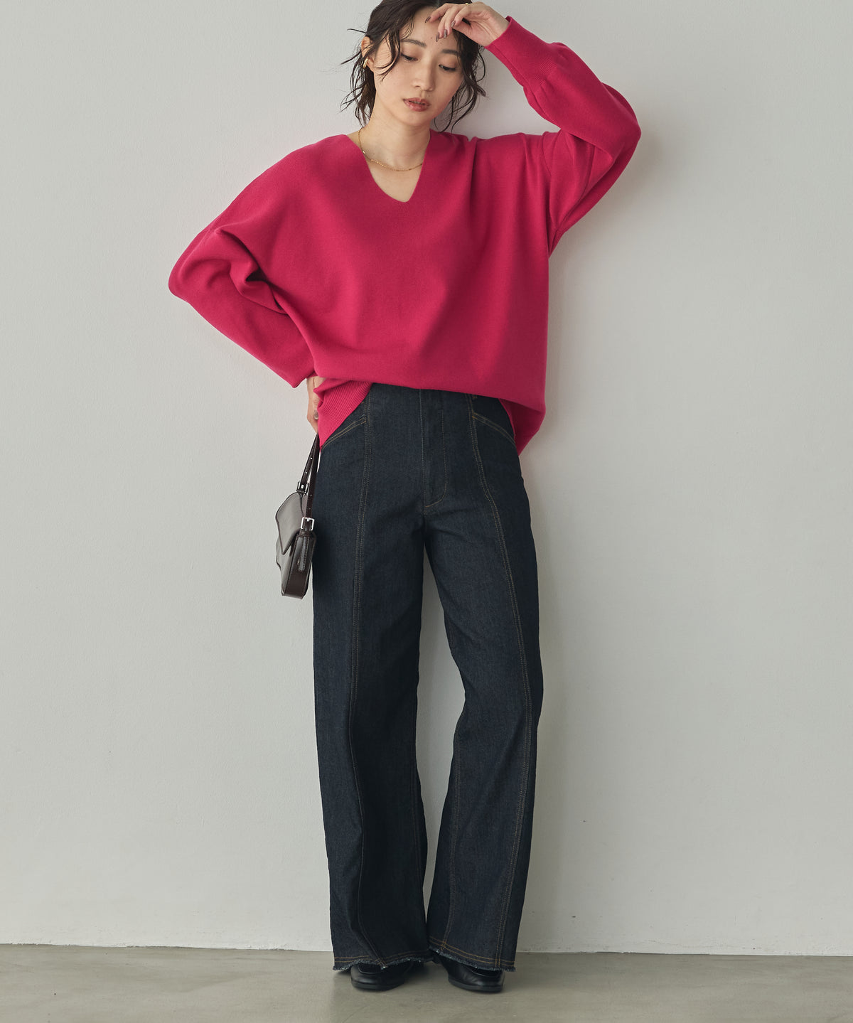 [ANTI-STATIC] YAWAMOCHI YARN DROP-SHOULDER KNIT