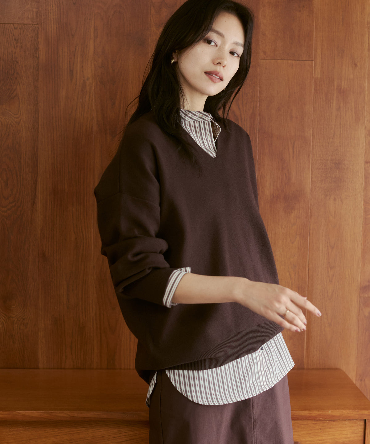 [ANTI-STATIC] YAWAMOCHI YARN DROP-SHOULDER KNIT