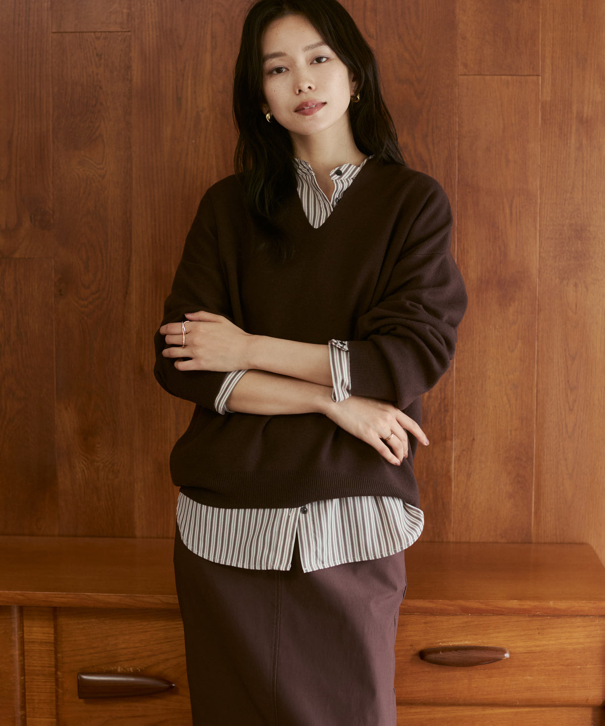 [ANTI-STATIC] YAWAMOCHI YARN DROP-SHOULDER KNIT