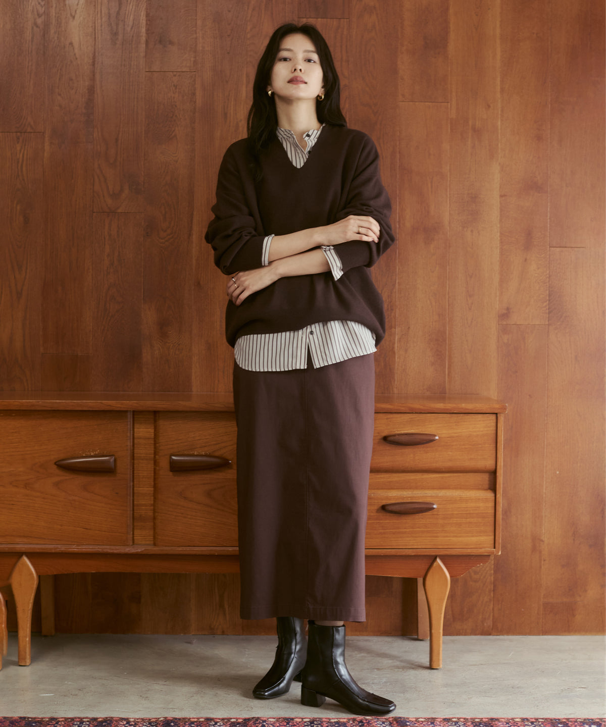 [ANTI-STATIC] YAWAMOCHI YARN DROP-SHOULDER KNIT