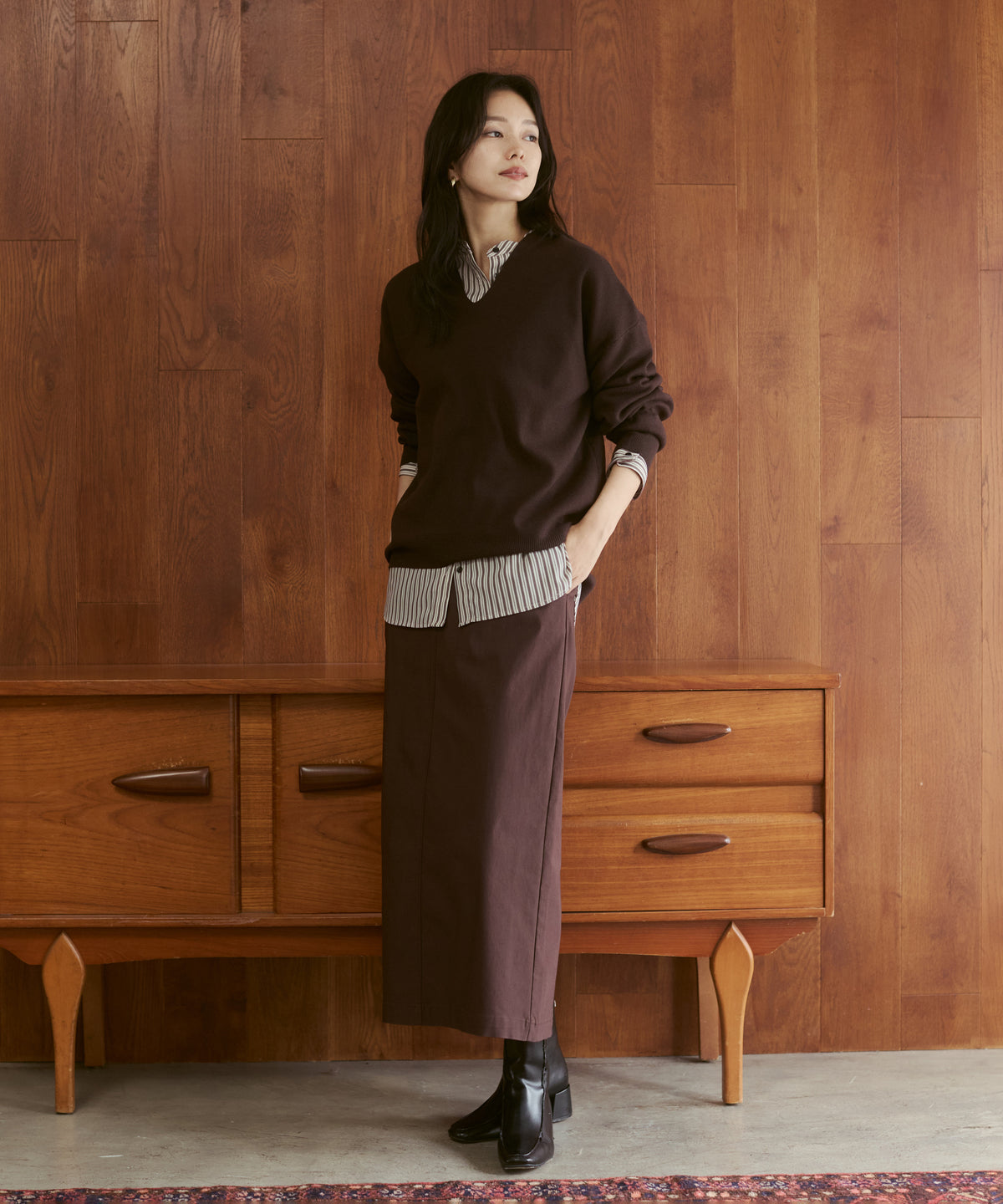 [ANTI-STATIC] YAWAMOCHI YARN DROP-SHOULDER KNIT