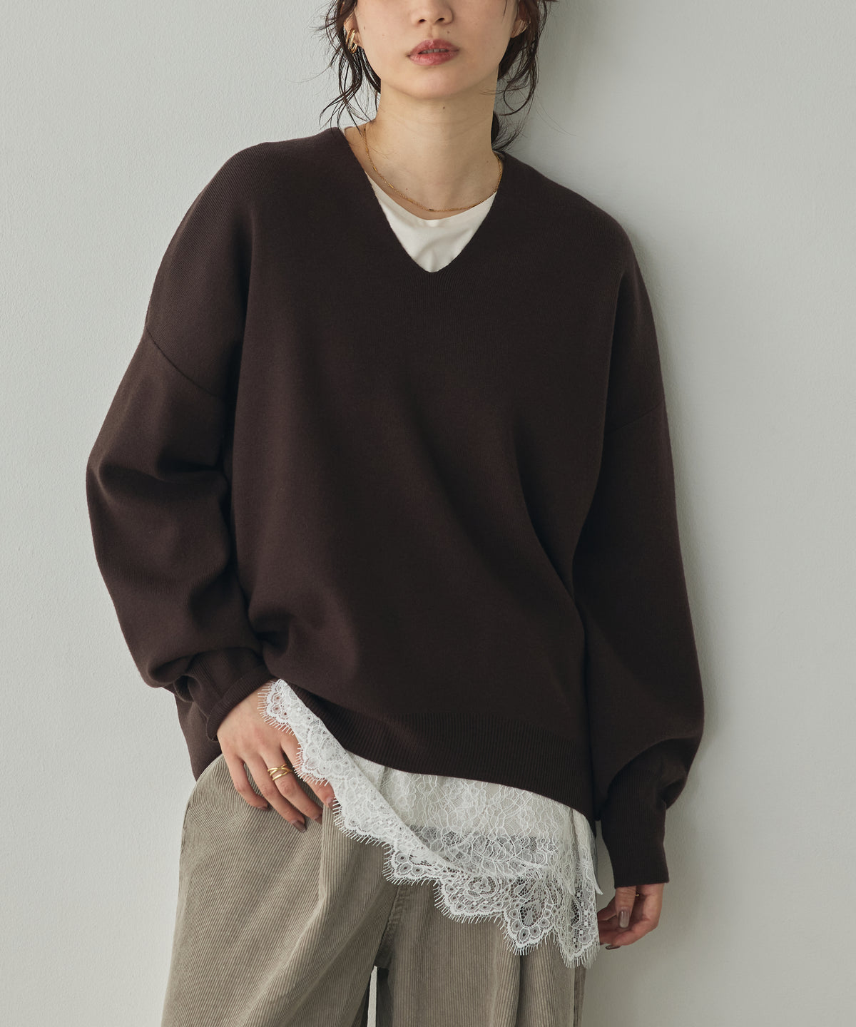 [ANTI-STATIC] YAWAMOCHI YARN DROP-SHOULDER KNIT