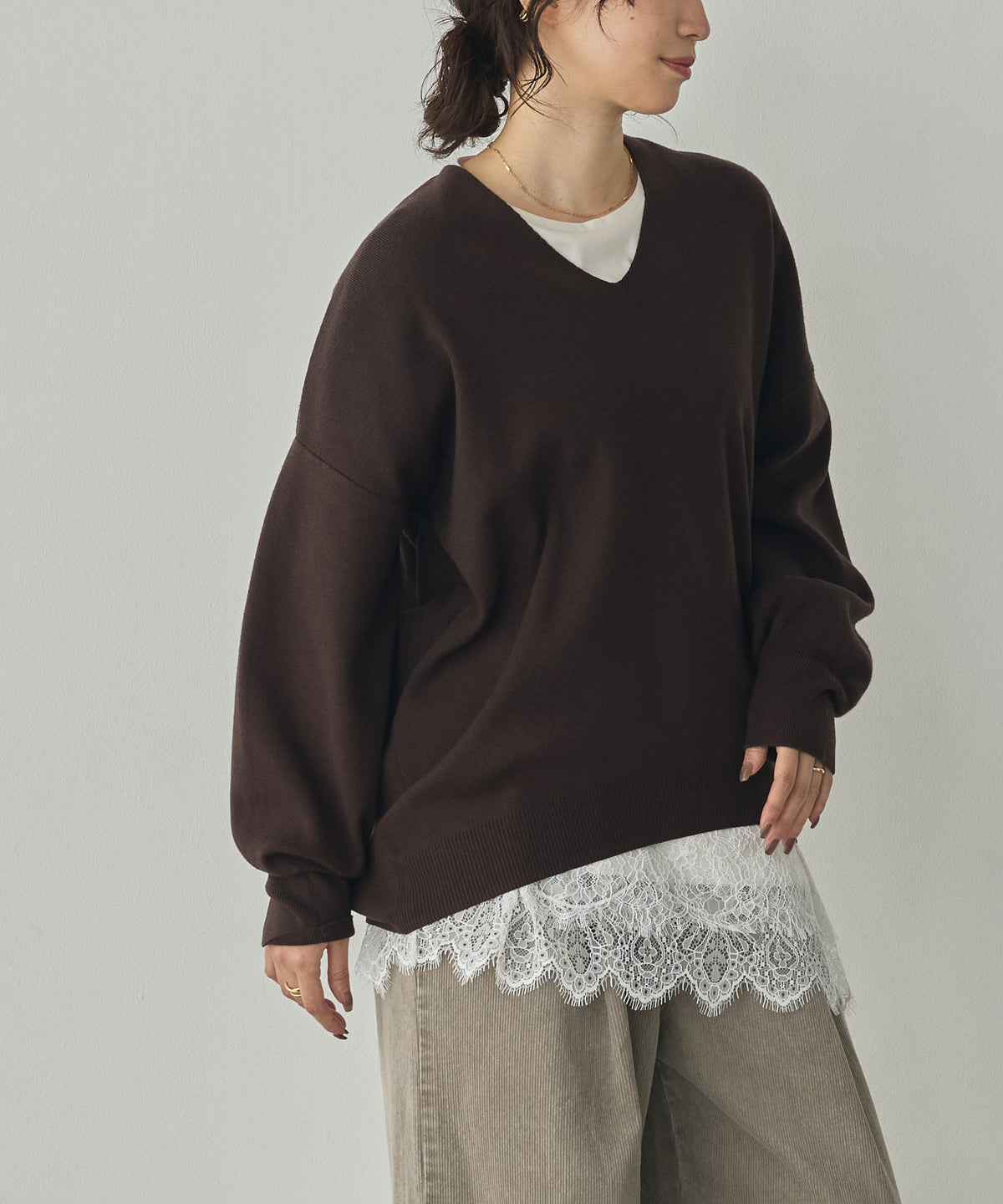 [ANTI-STATIC] YAWAMOCHI YARN DROP-SHOULDER KNIT