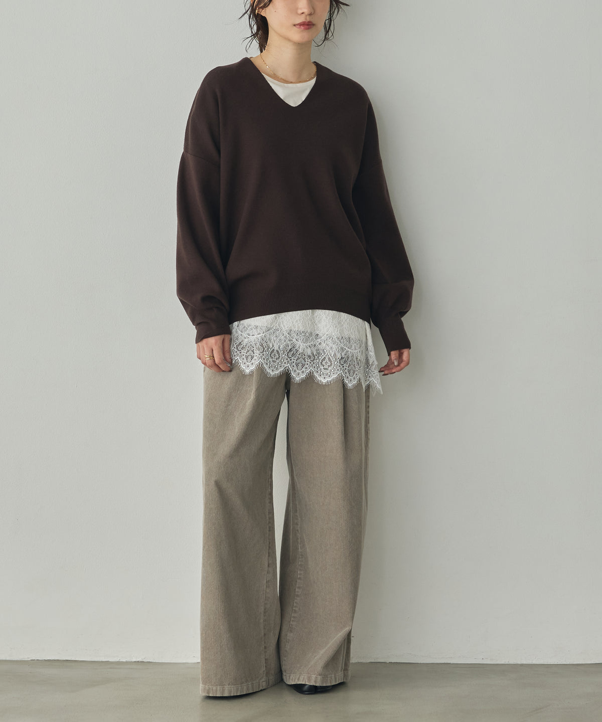 [ANTI-STATIC] YAWAMOCHI YARN DROP-SHOULDER KNIT