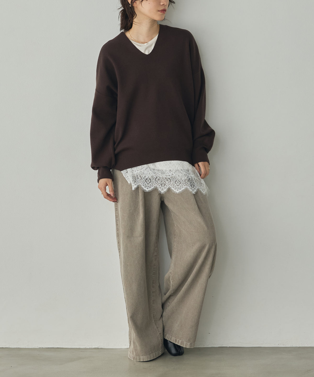 [ANTI-STATIC] YAWAMOCHI YARN DROP-SHOULDER KNIT