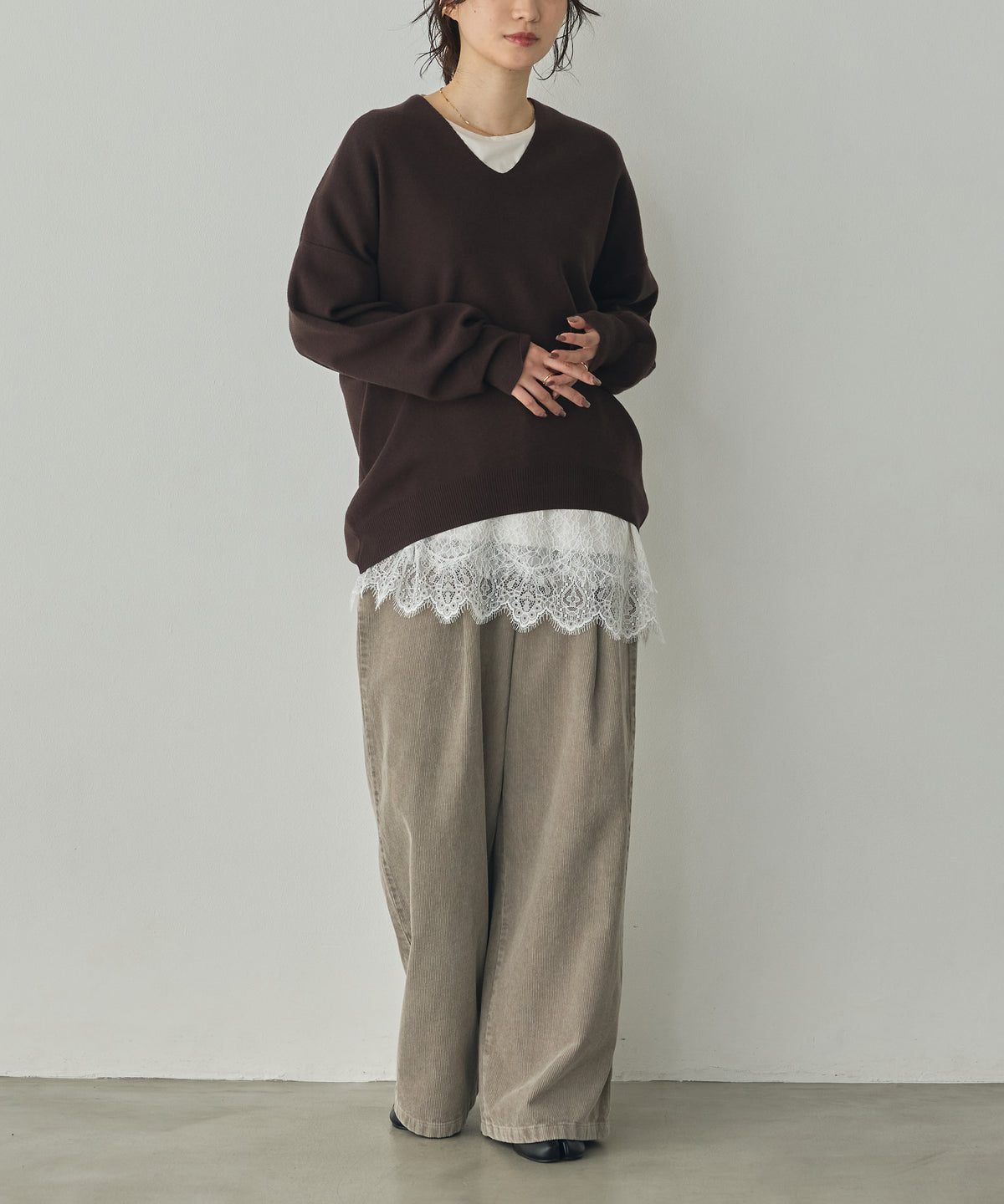 [ANTI-STATIC] YAWAMOCHI YARN DROP-SHOULDER KNIT