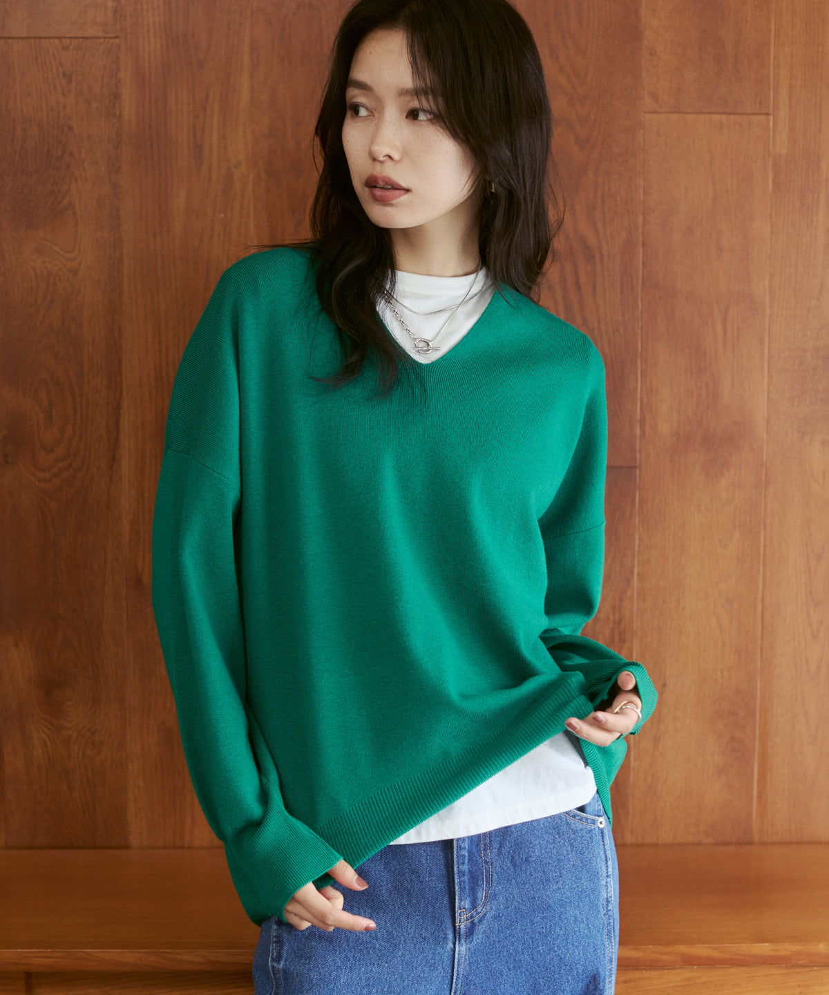 [ANTI-STATIC] YAWAMOCHI YARN DROP-SHOULDER KNIT