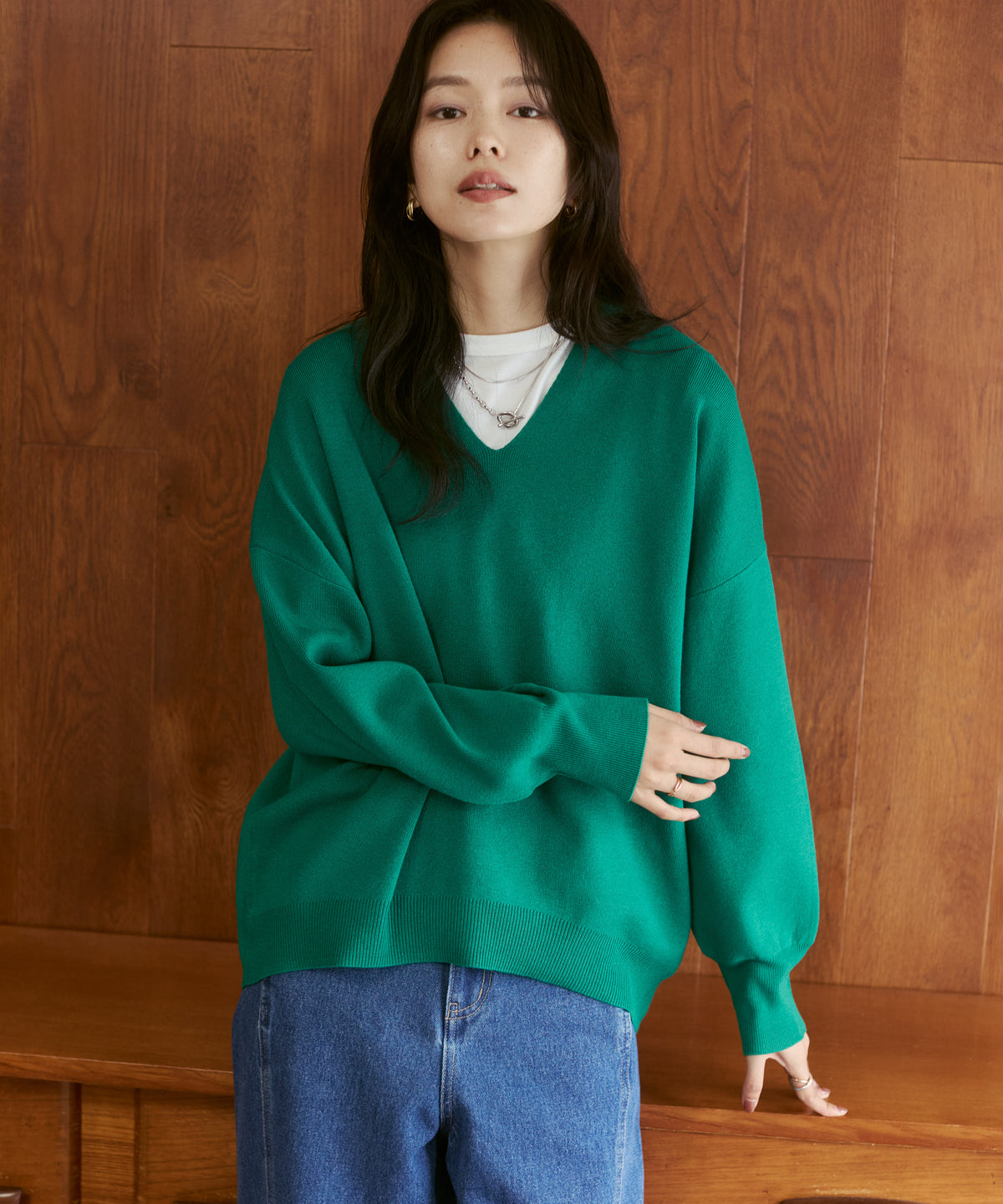 [ANTI-STATIC] YAWAMOCHI YARN DROP-SHOULDER KNIT