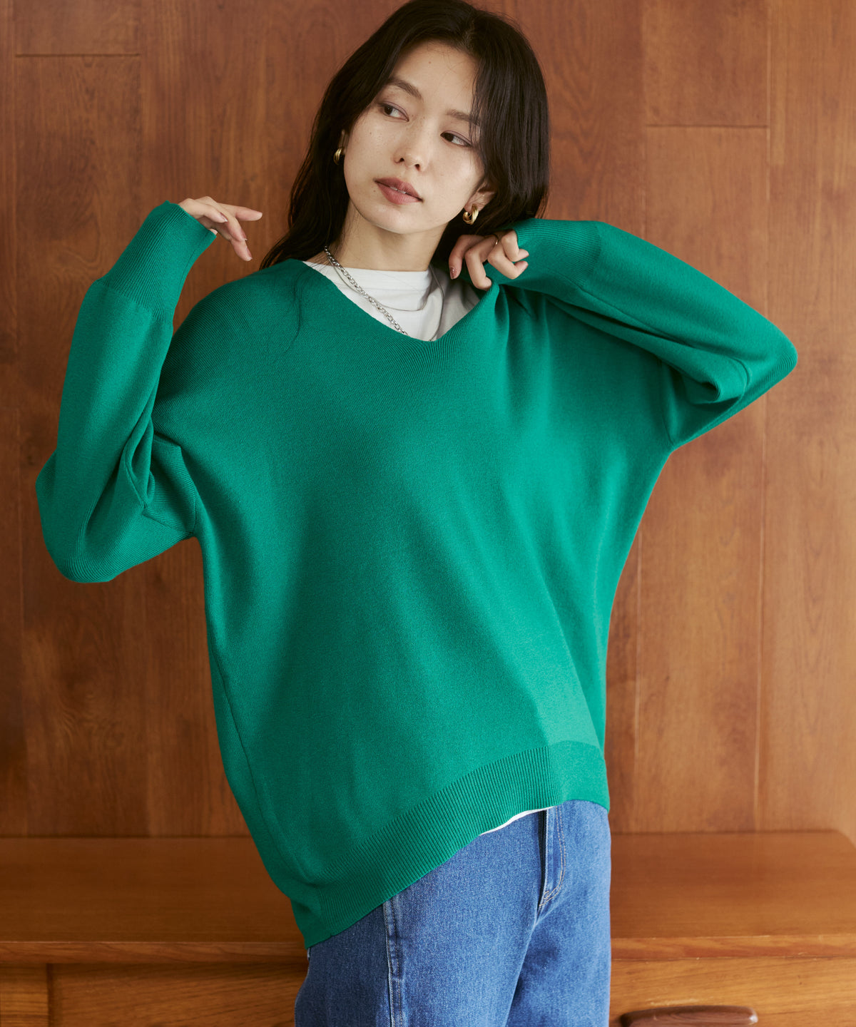 [ANTI-STATIC] YAWAMOCHI YARN DROP-SHOULDER KNIT