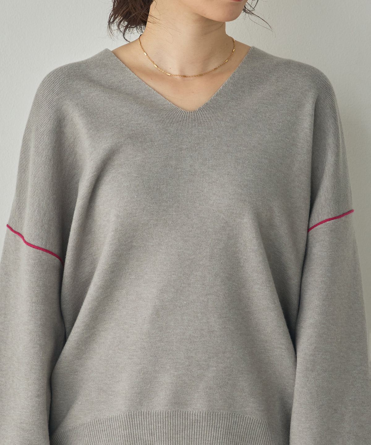 [ANTI-STATIC] YAWAMOCHI YARN COLOR-BLOCKED DROP-SHOULDER KNIT